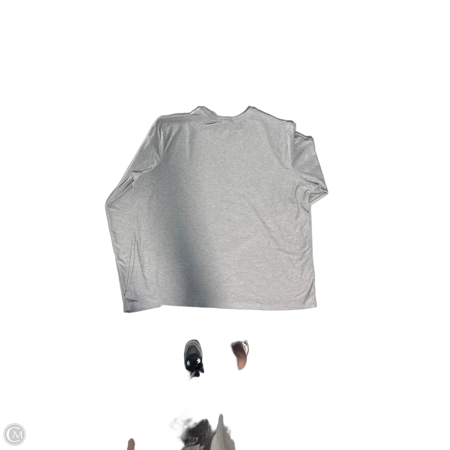 Athletic Top Long Sleeve Collar By Athletic Works In Grey, Size: L