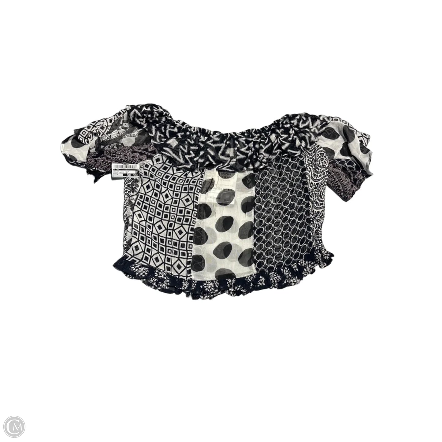 Top Short Sleeve By Cmc In Black & White, Size: M