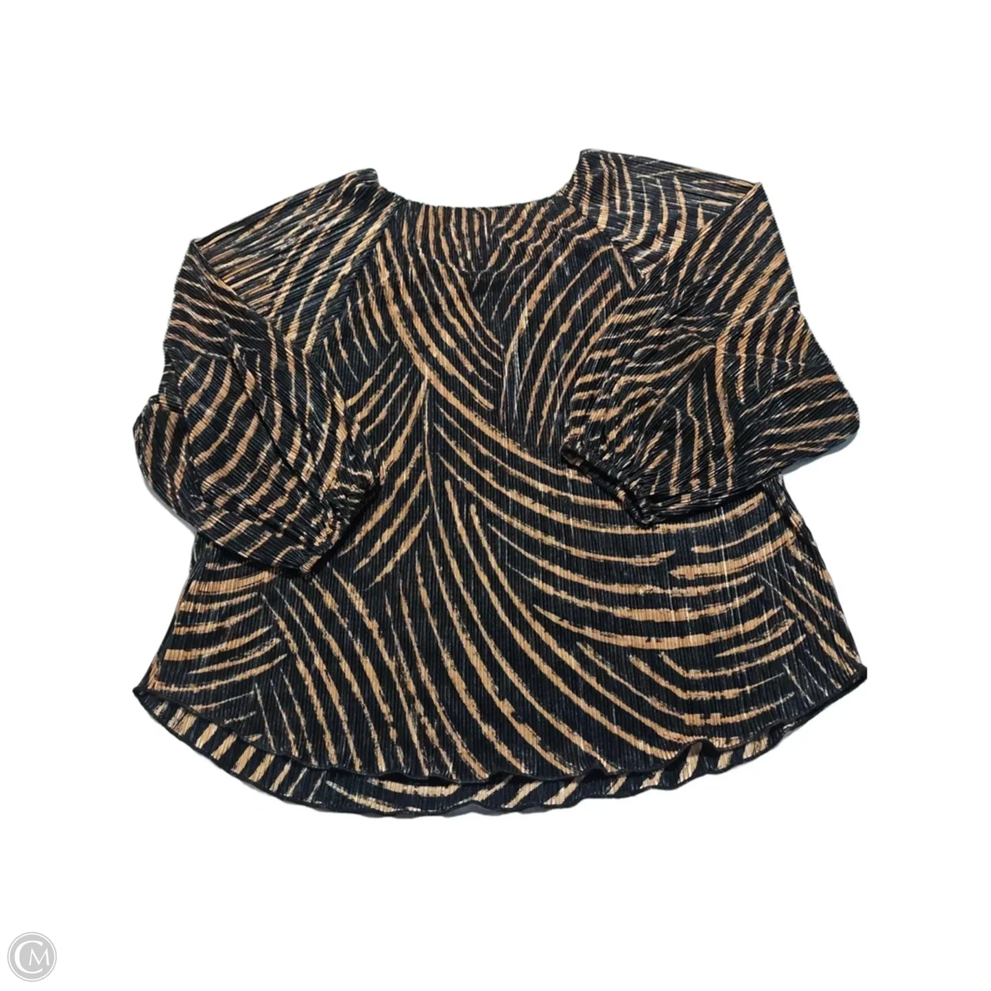 Top 3/4 Sleeve By Chicos In Black & Brown, Size: L