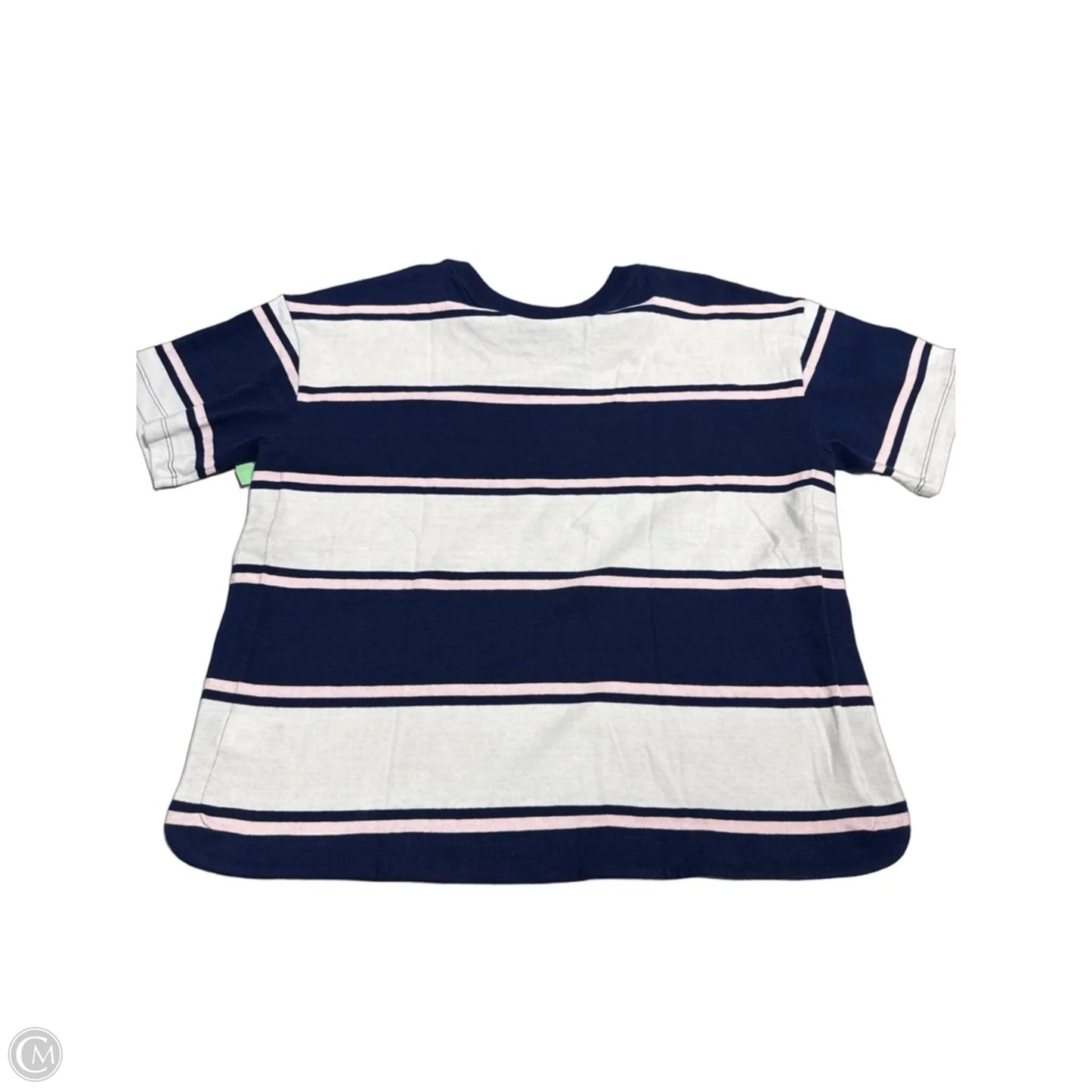 Top Short Sleeve By Lands End In Blue & White, Size: L
