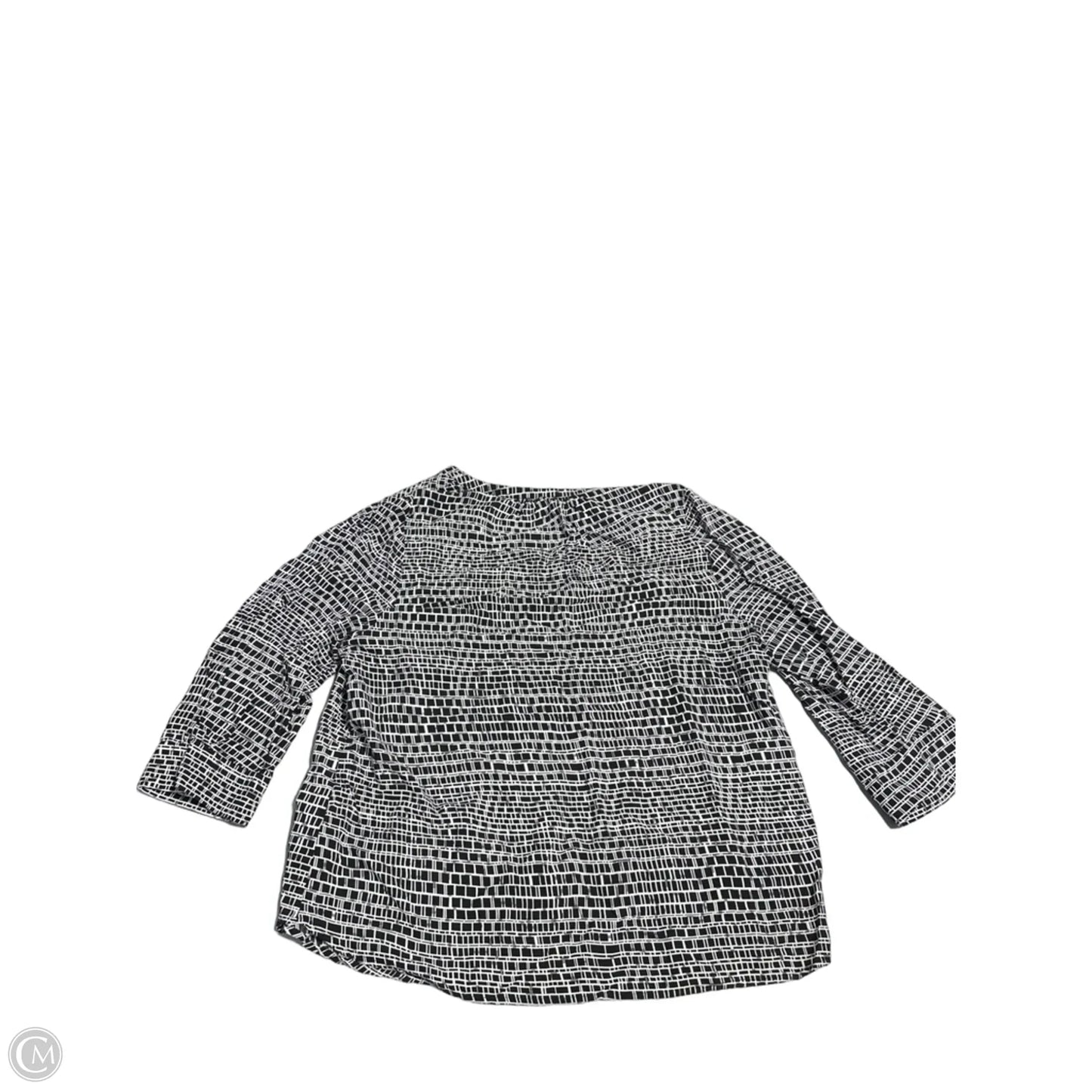 Top 3/4 Sleeve By Willi Smith In Black & White, Size: 1x