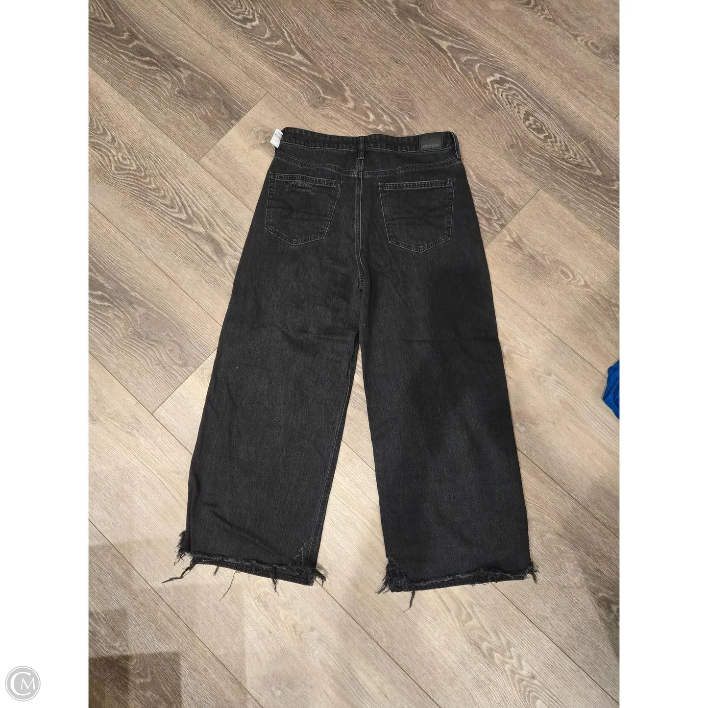 Jeans Wide Leg By American Eagle In Black Denim, Size: 10
