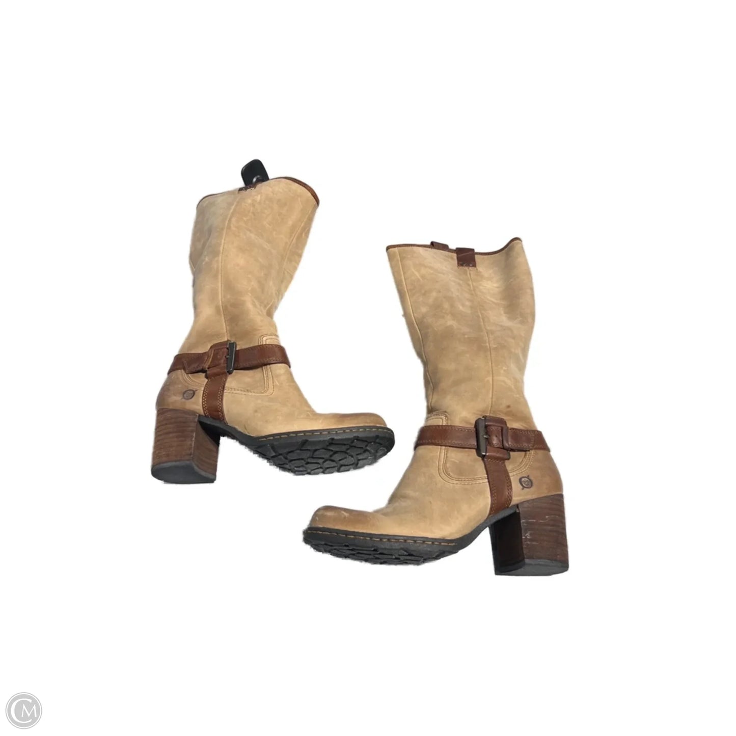 Boots Mid-calf Heels By Born In Brown, Size: 6