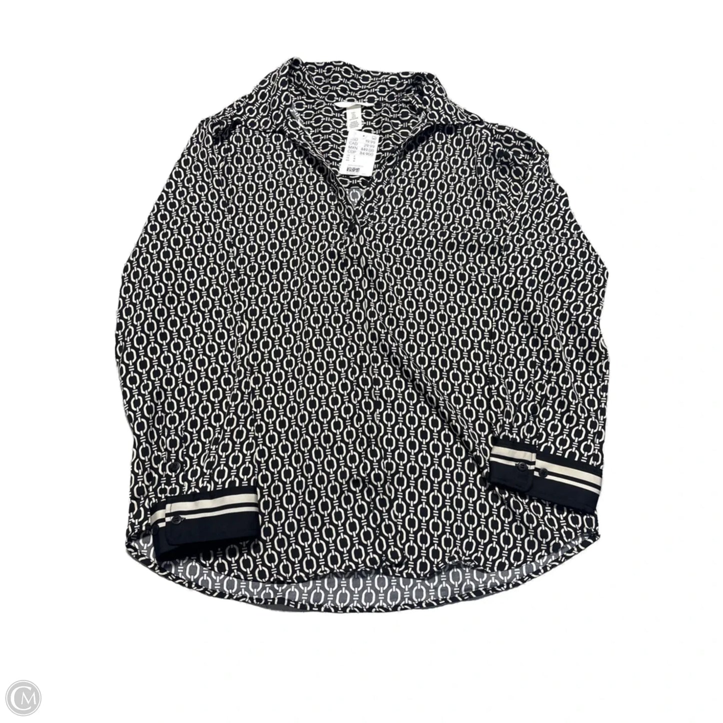 Top Long Sleeve By H&m In Black & Cream, Size: L