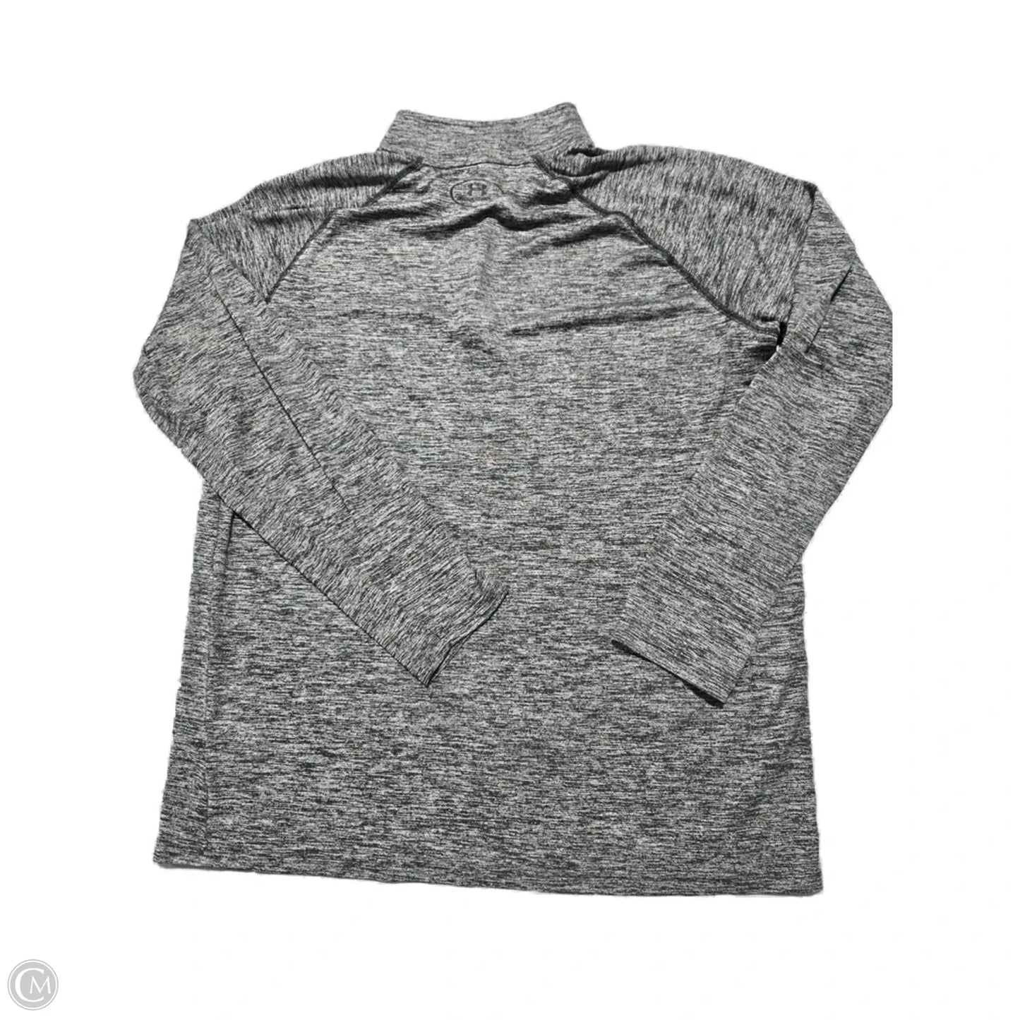 Athletic Top Long Sleeve Collar By Under Armour In Black & Grey, Size: L