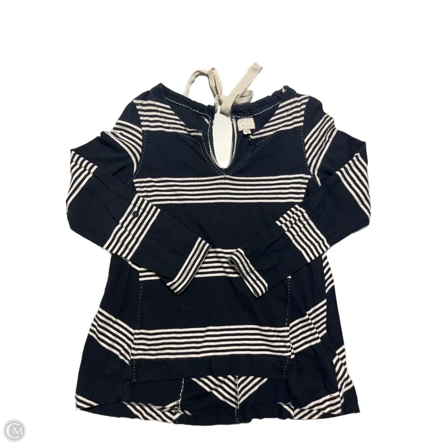 Top 3/4 Sleeve By Anthropologie In Black & Cream, Size: L