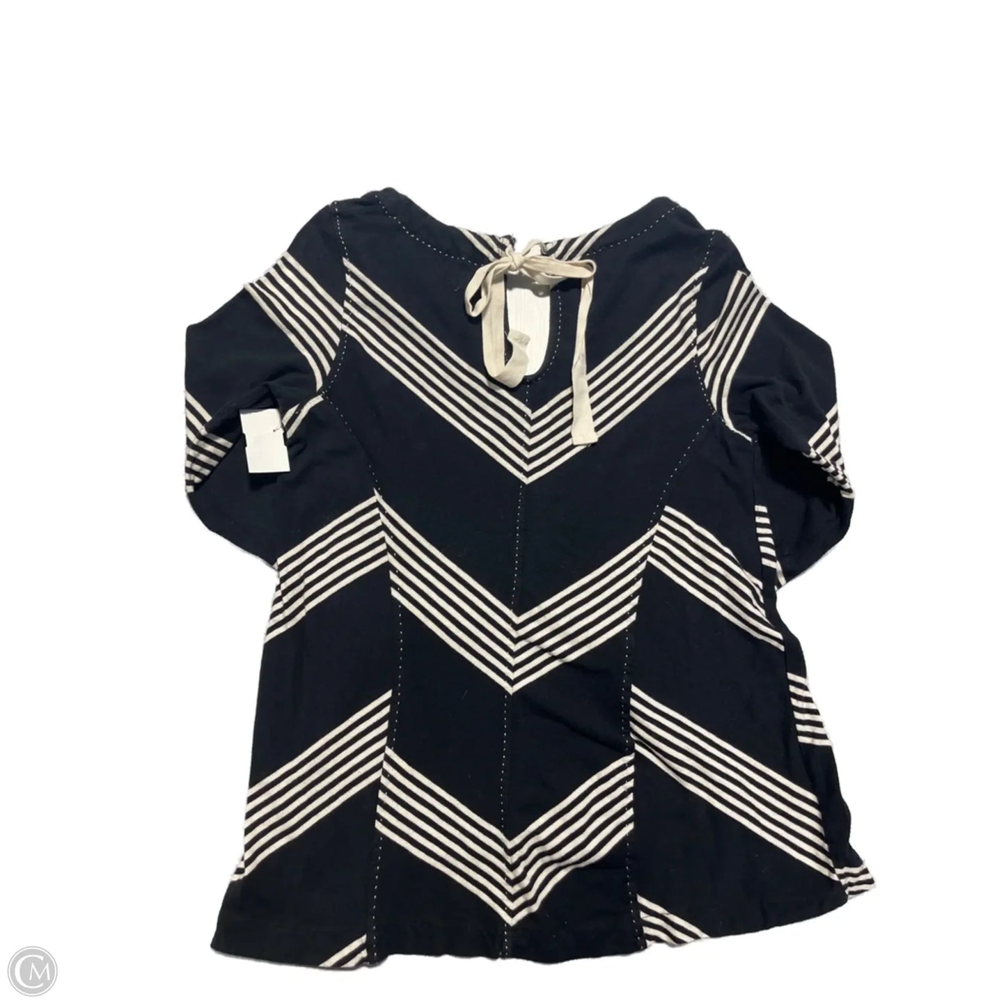 Top 3/4 Sleeve By Anthropologie In Black & Cream, Size: L