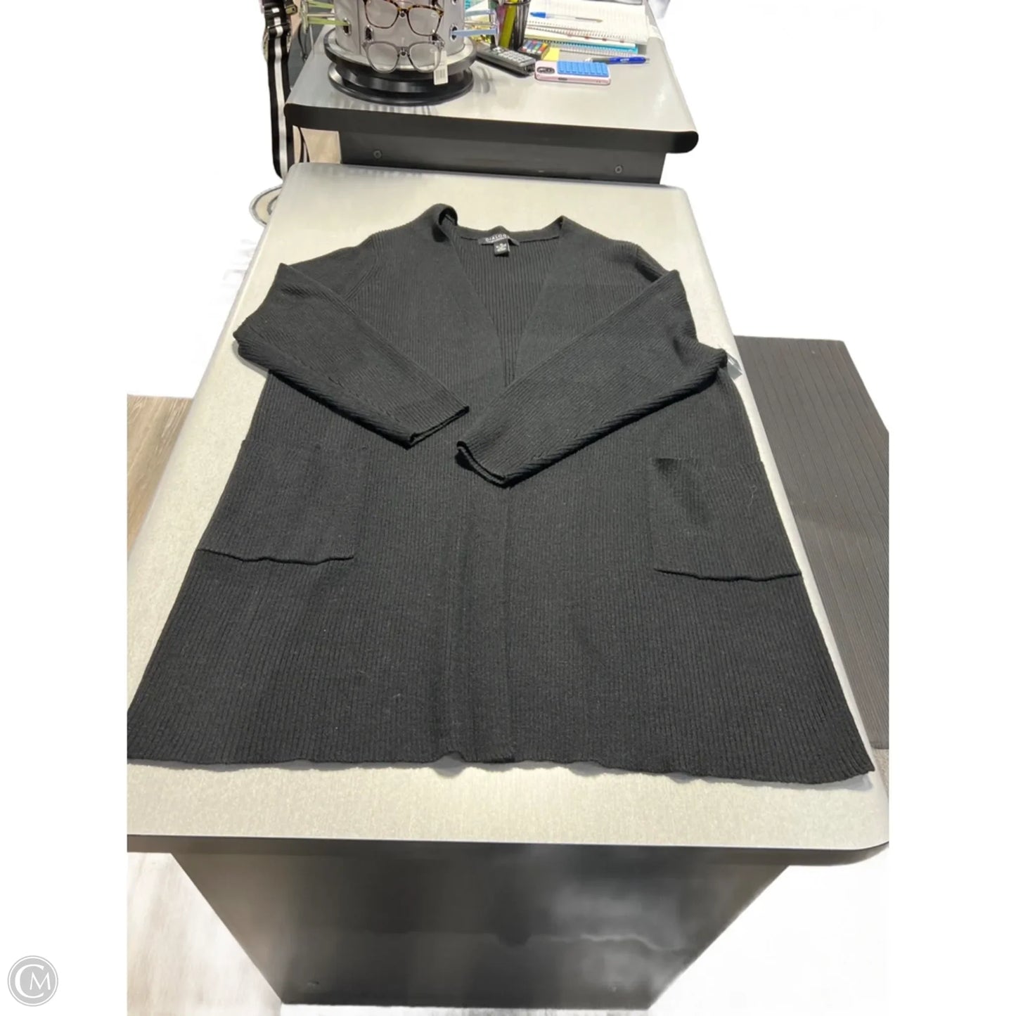 Cardigan By Dialogue Qvc In Black, Size: 3x