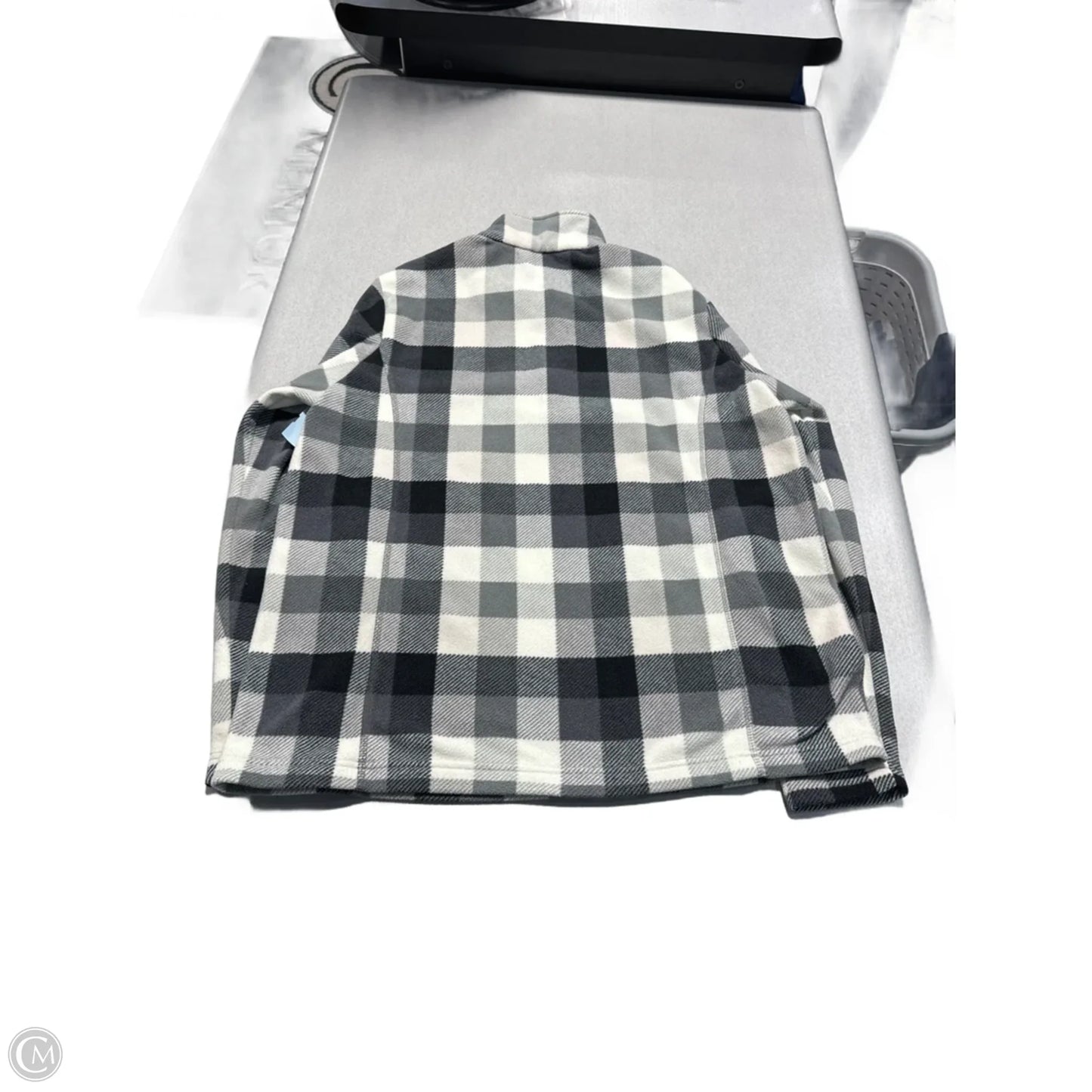 Jacket Fleece By Lands End In Plaid Pattern, Size: L