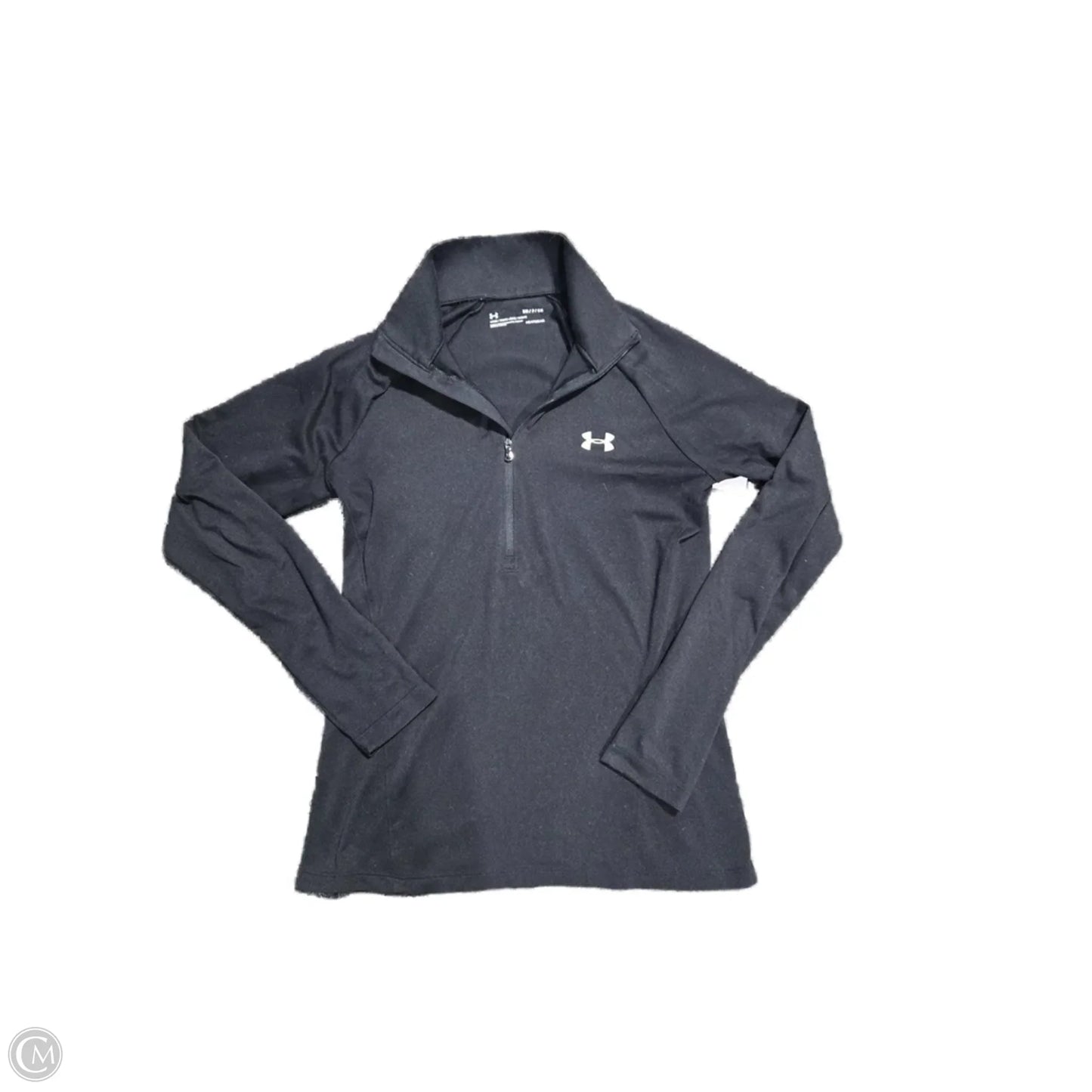 Athletic Top Long Sleeve Collar By Under Armour In Black, Size: S
