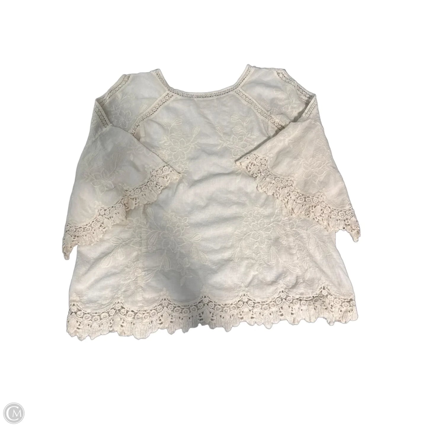 Top 3/4 Sleeve By Solitaire In Cream, Size: Xl