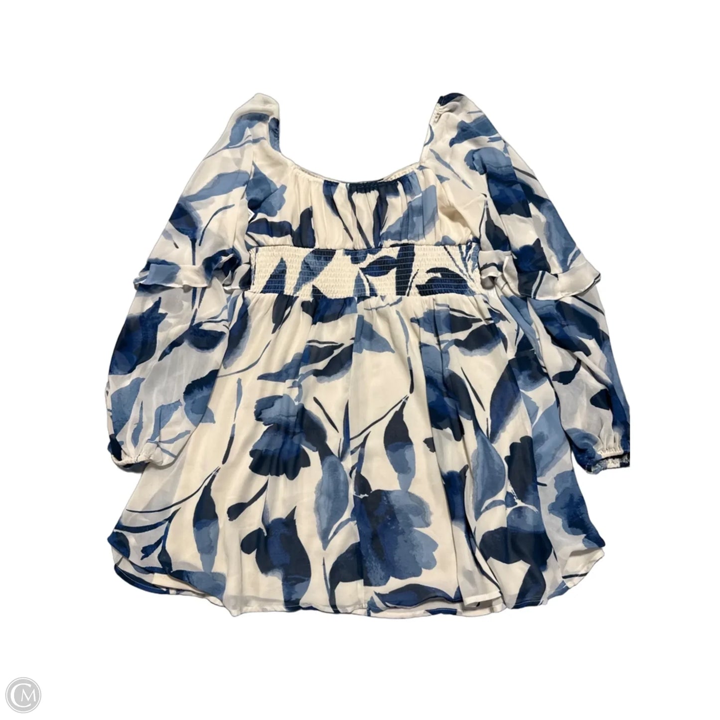 Dress Casual Short By Cmc In Blue & Cream, Size: L