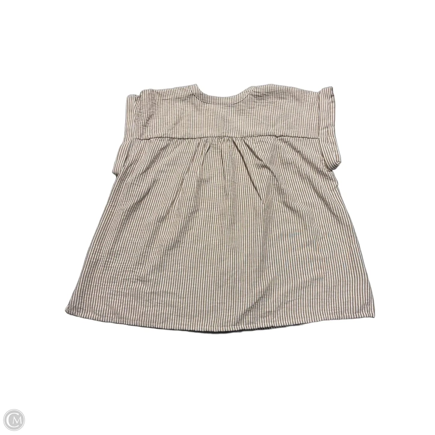Top Short Sleeve By Ava & Viv In Tan & White, Size: Xxl