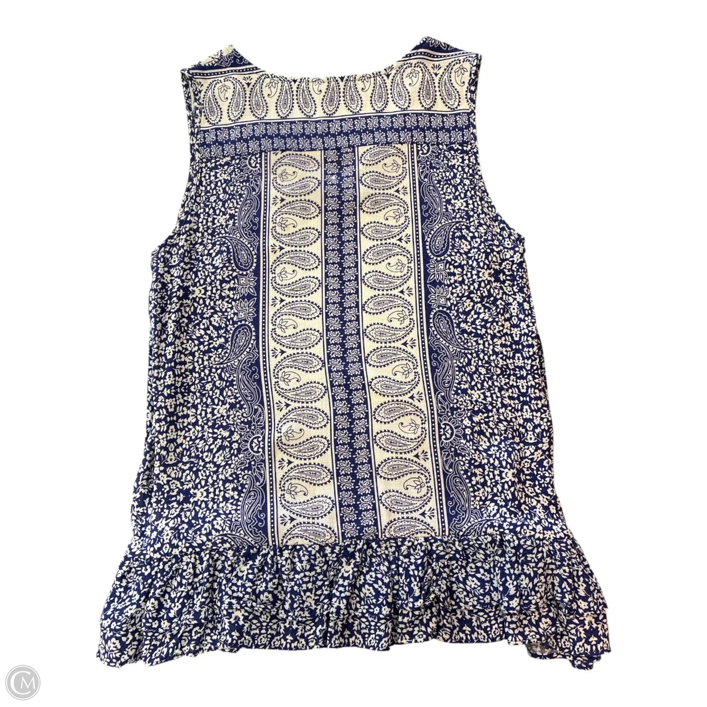 Blouse Sleeveless By Ava Christine In Blue & White, Size: Xs