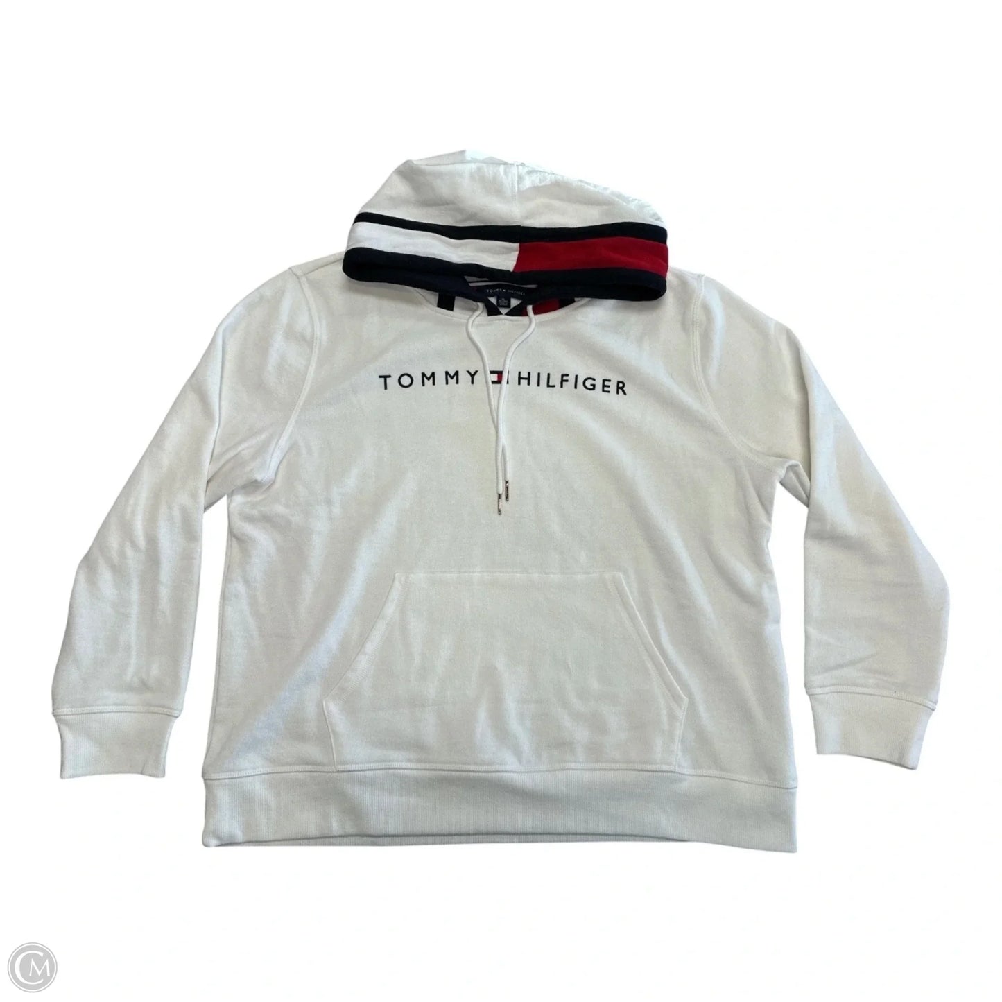 Sweatshirt Hoodie By Tommy Hilfiger In Blue Red & White, Size: Xl