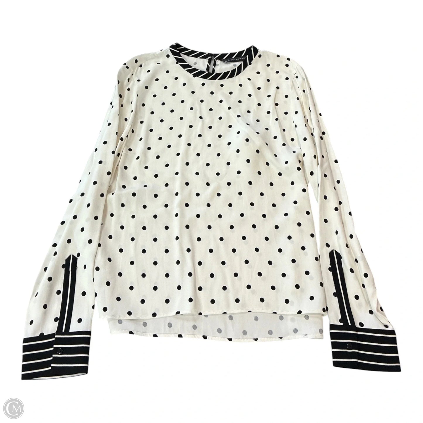 Blouse Long Sleeve By Zara Women In Polkadot Pattern, Size: M