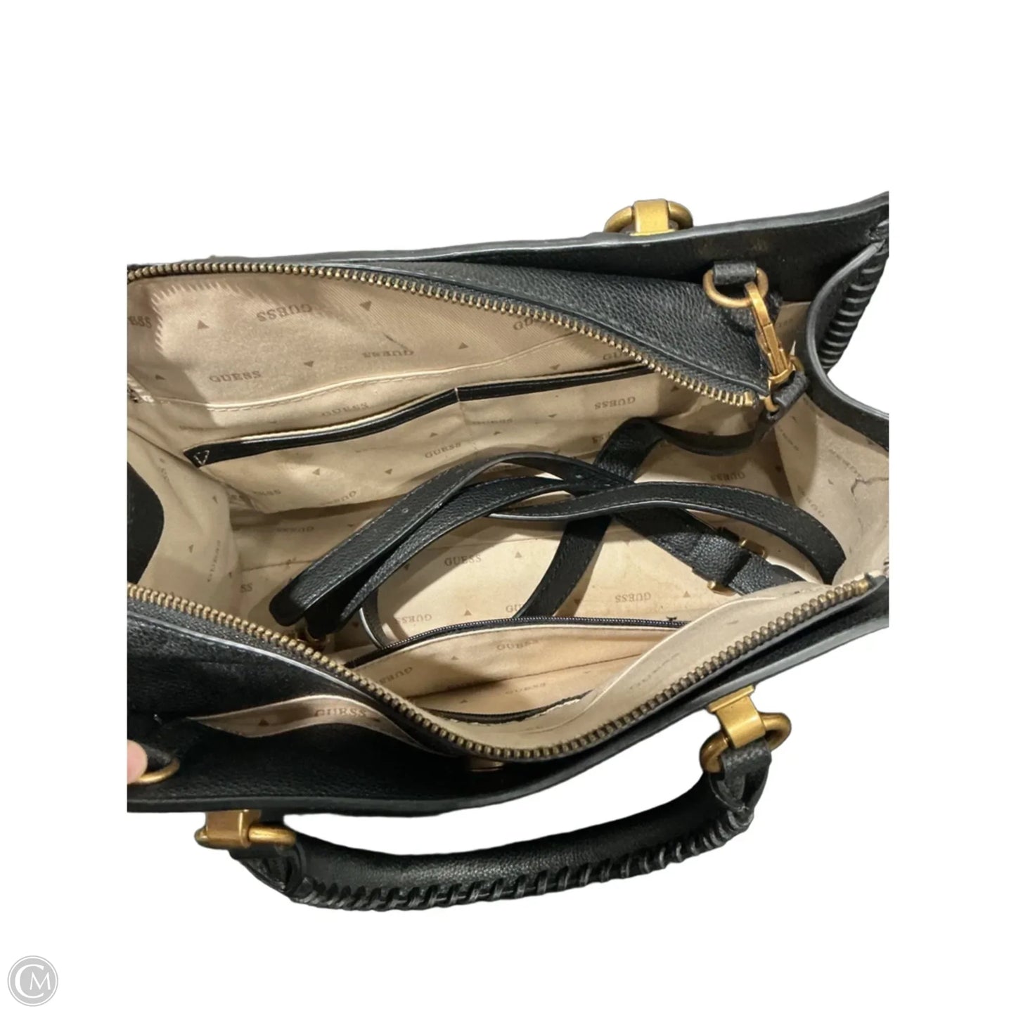 Handbag Leather By Guess, Size: Medium