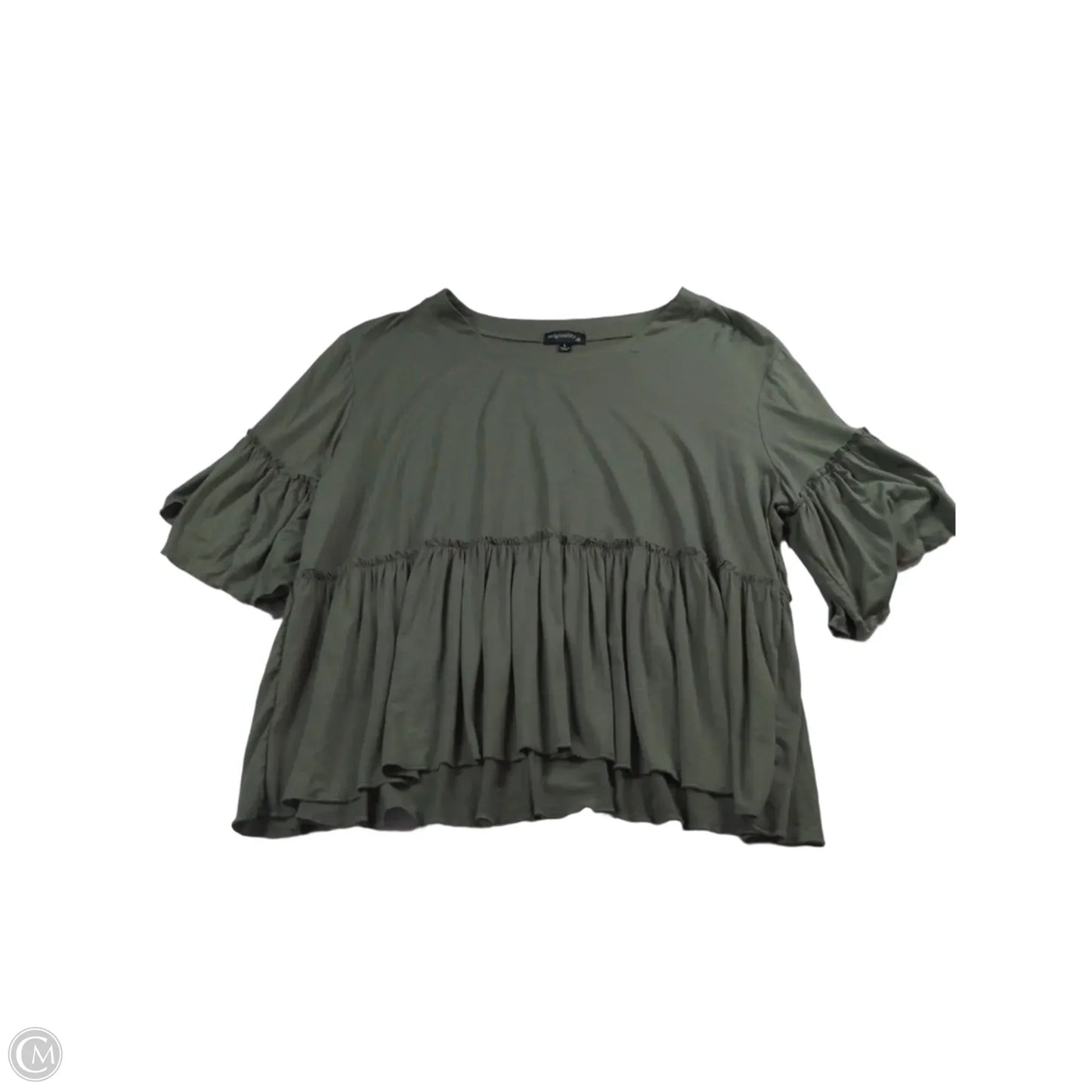 Top 3/4 Sleeve By Originality In Green, Size: L