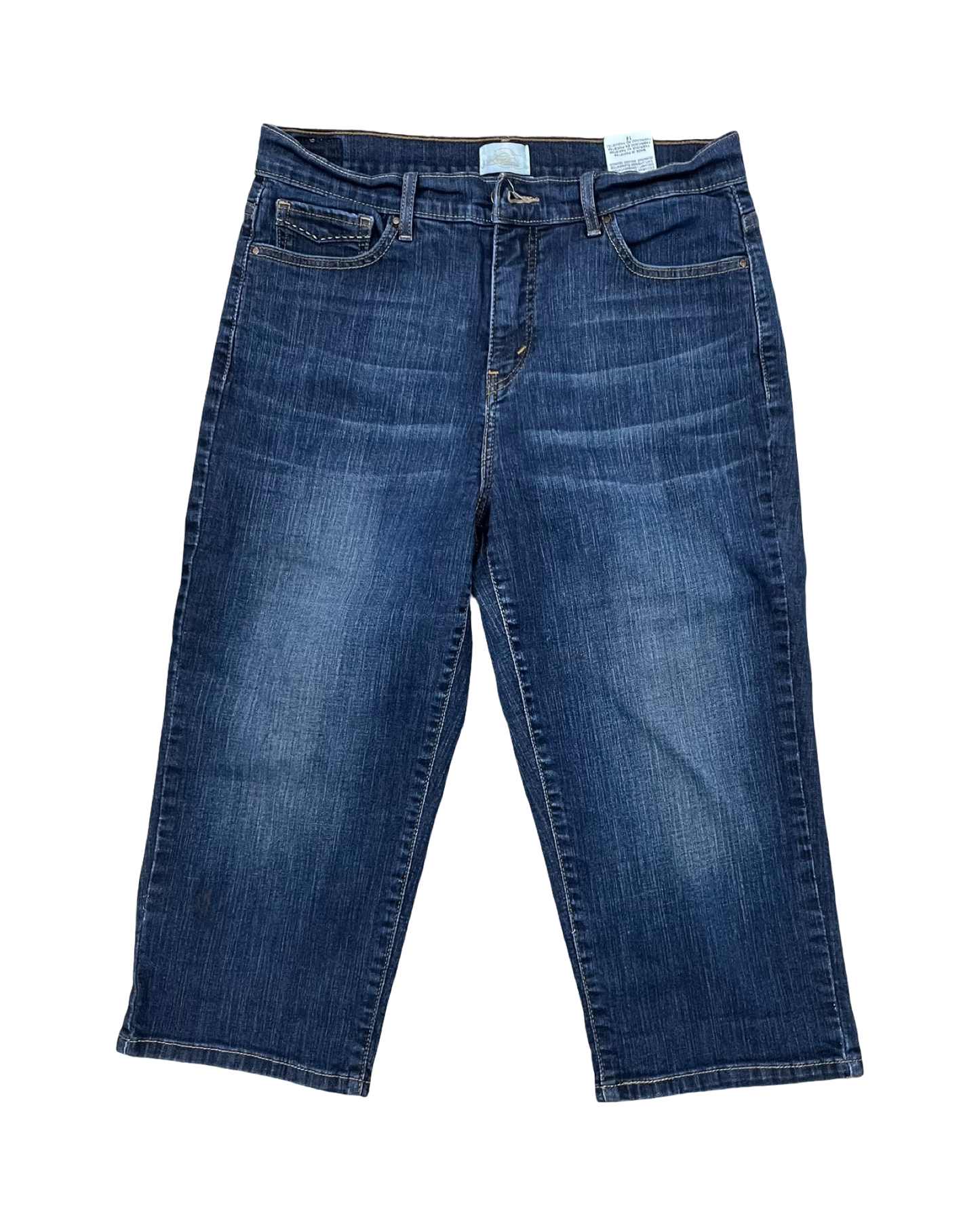 Jeans Cropped By Levis In Blue Denim, Size:14