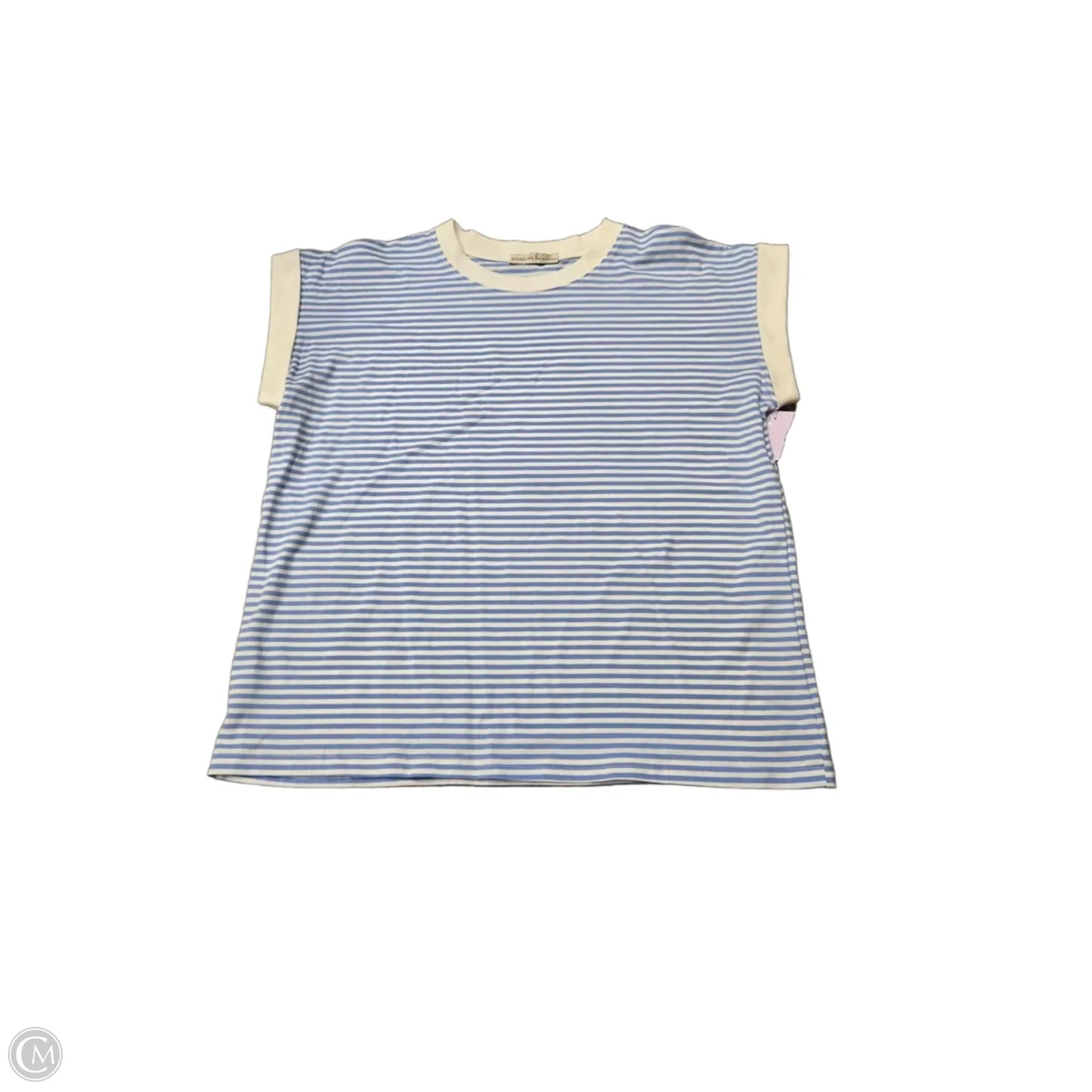 Top Short Sleeve By Zenana In Blue & White, Size: M