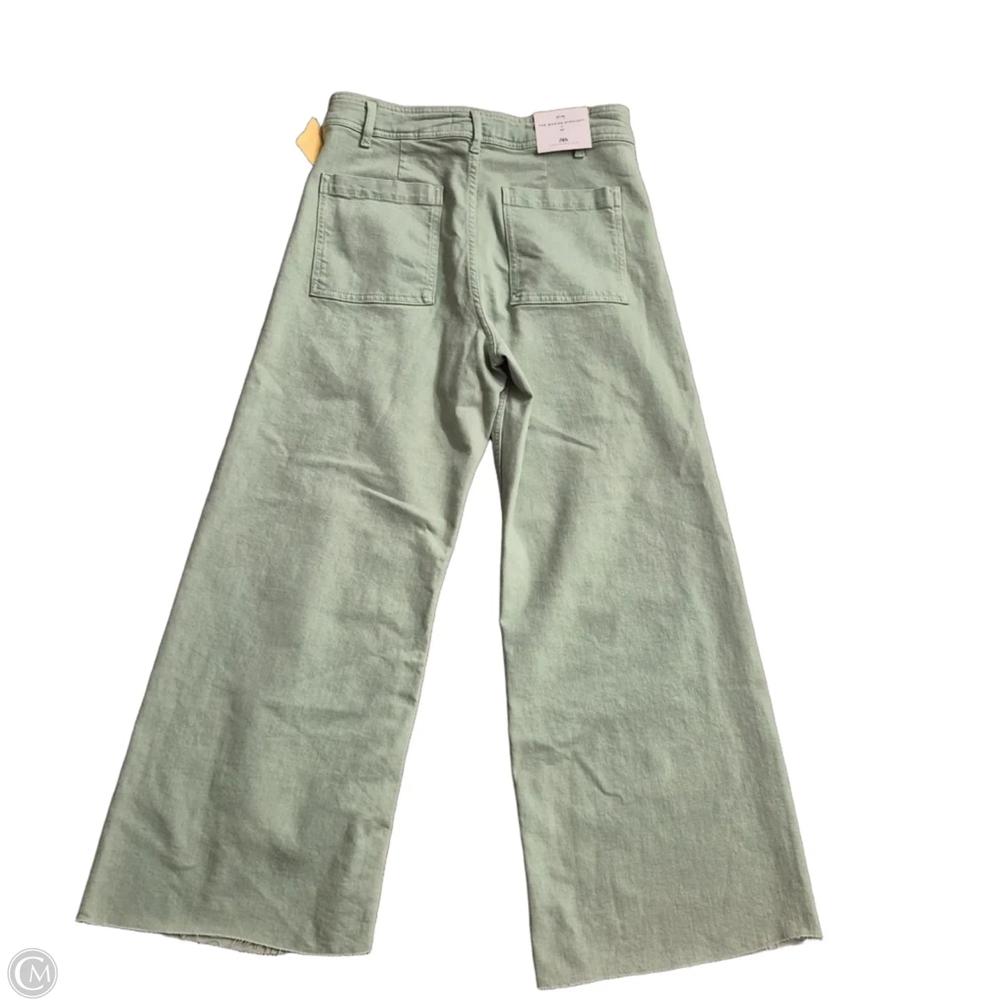 Jeans Wide Leg By Zara In Green Denim, Size: 12