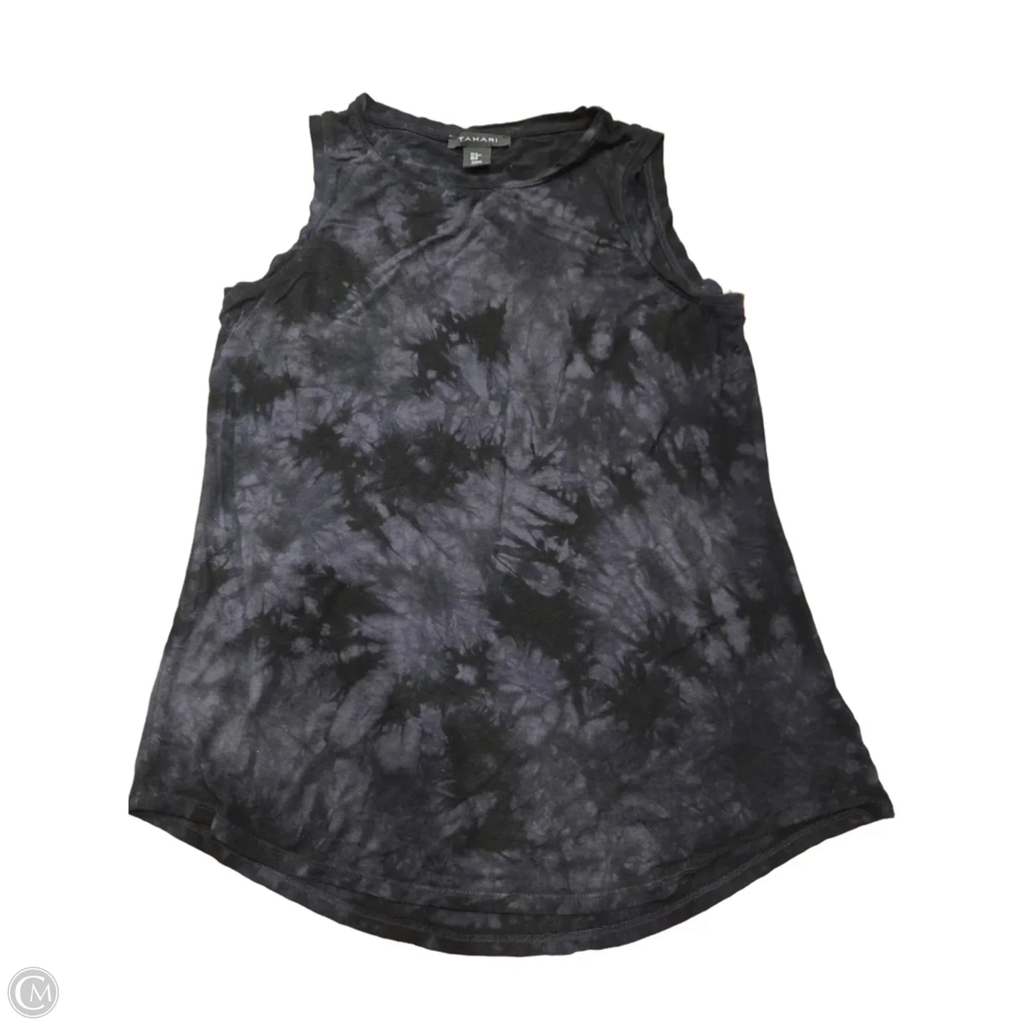 Top Sleeveless By Tahari In Black & Grey, Size: M
