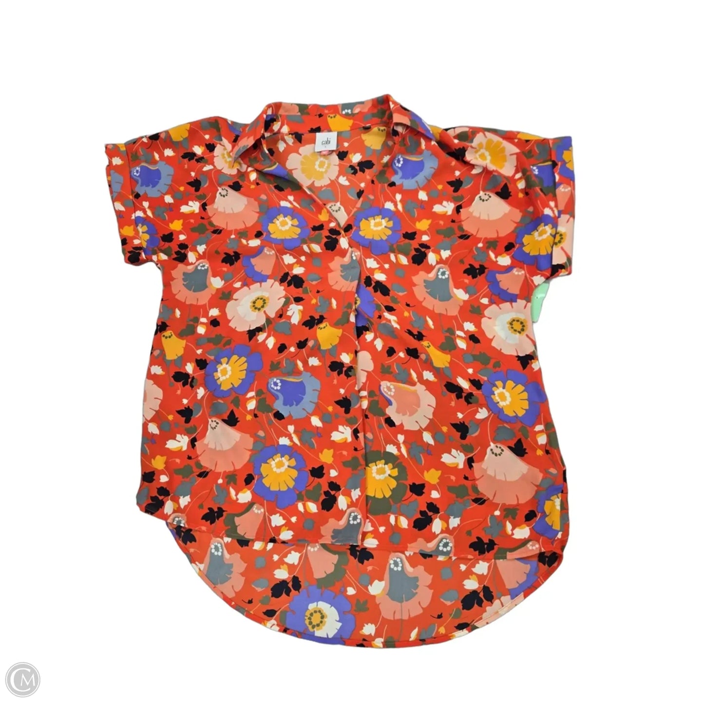 Top Short Sleeve By Cabi In Floral Print, Size: S