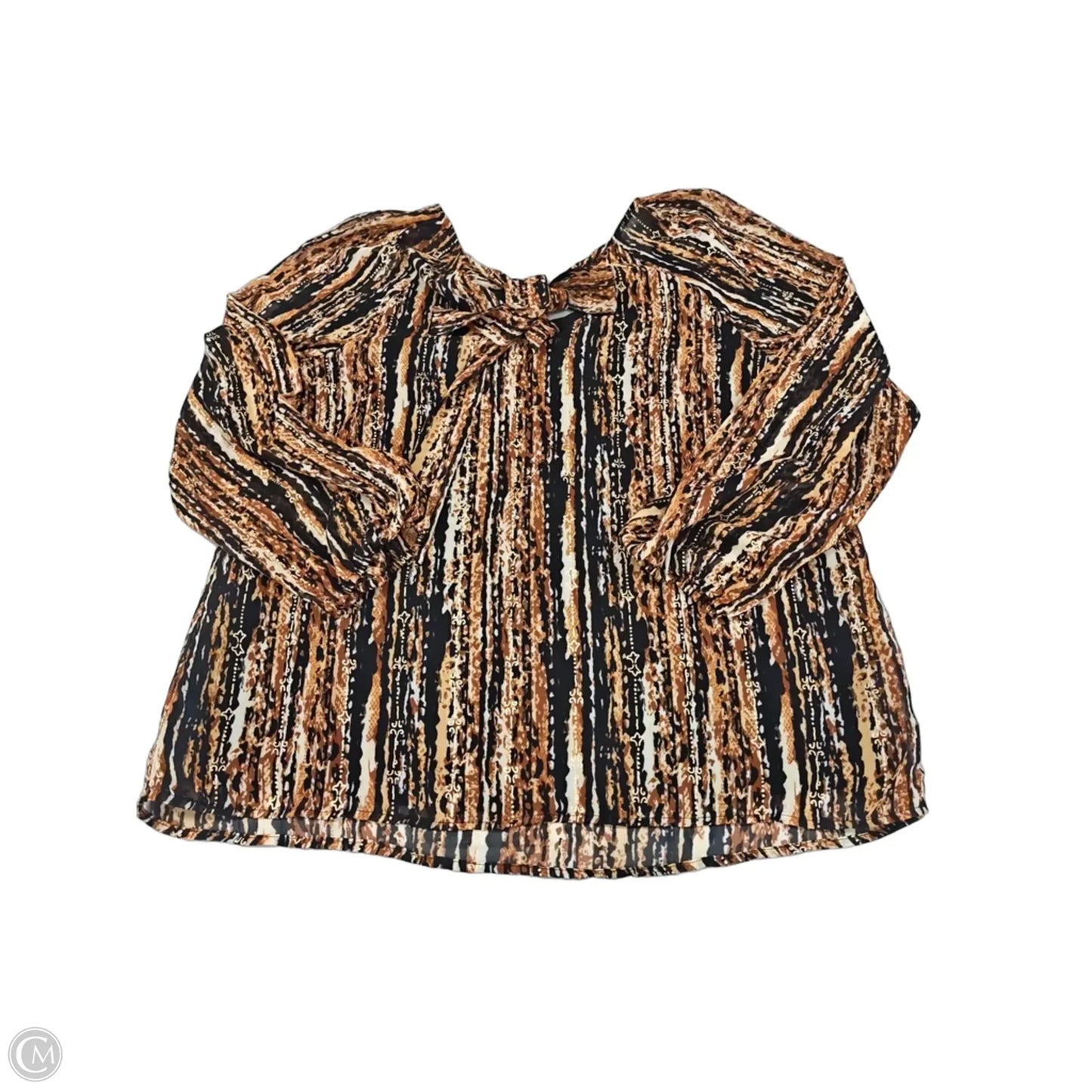 Top 3/4 Sleeve By Nine West In Black & Brown, Size: L