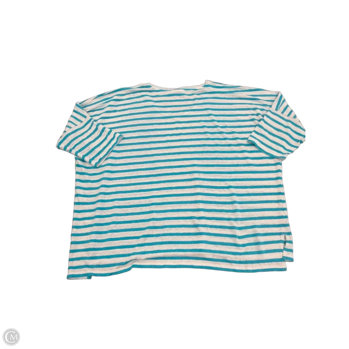Top Short Sleeve By Chicos In Blue & White, Size: Xxl