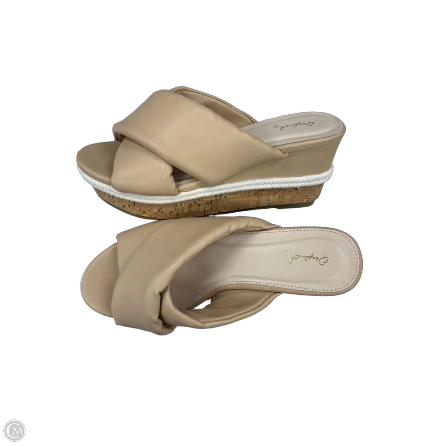 Sandals Heels Platform By Qupid In Beige, Size: 8