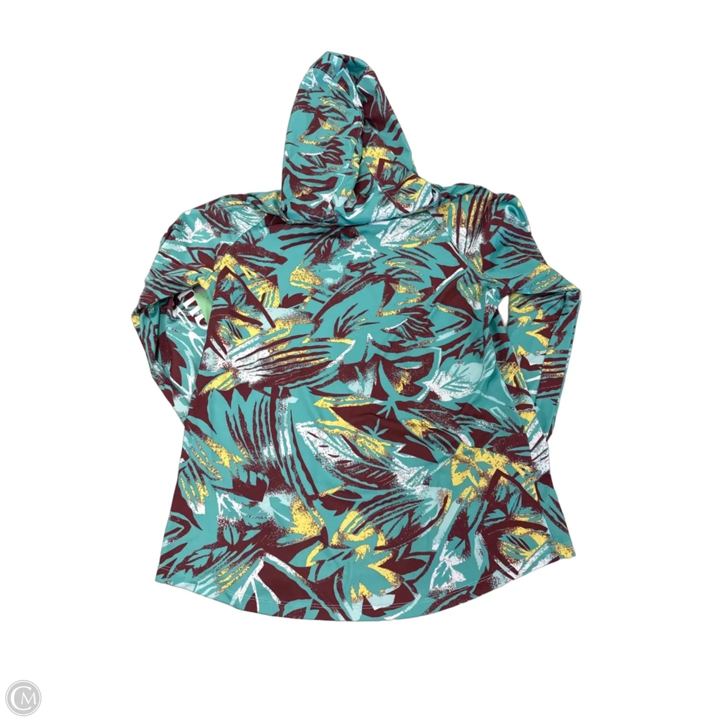 Athletic Top Long Sleeve Hoodie By Columbia In Tropical Print, Size: L