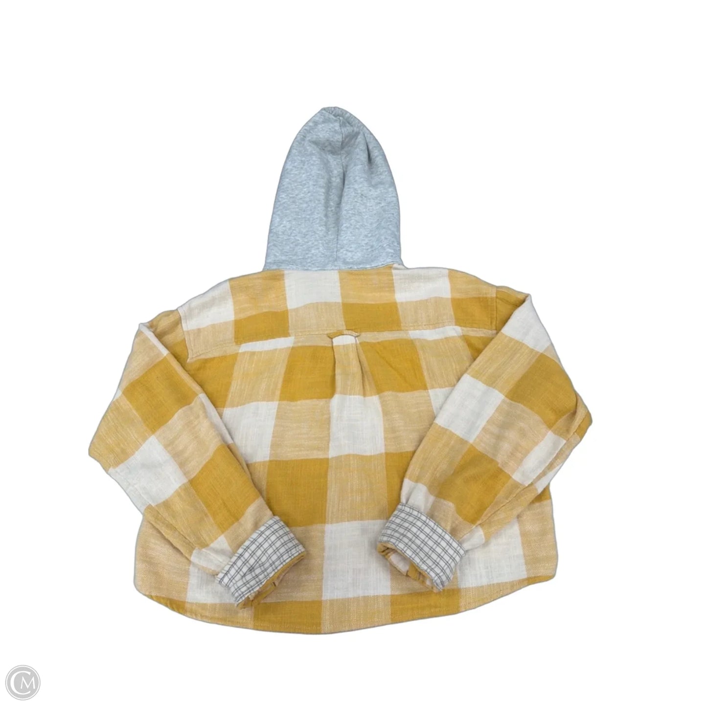 Top Long Sleeve By American Eagle In Grey & Yellow, Size: S