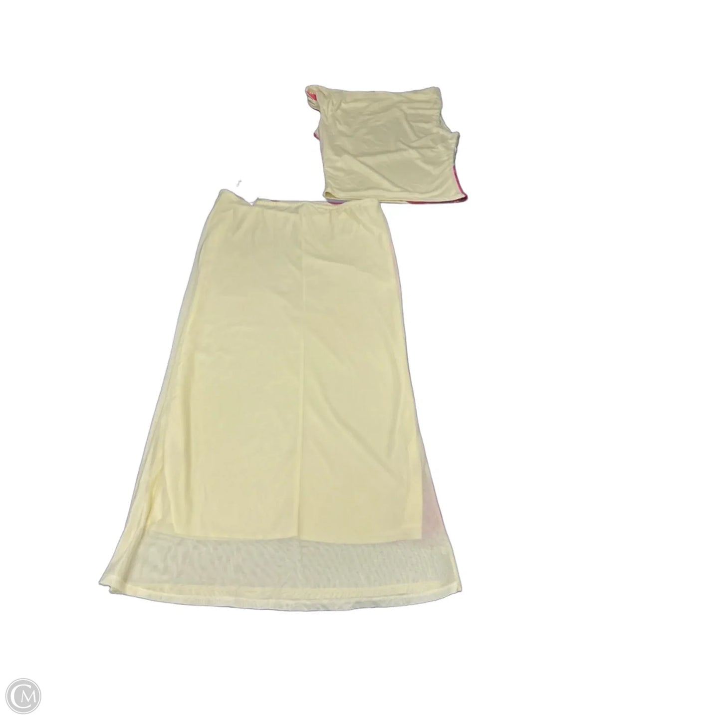 Skirt Suit 2pc By Cmc In Pink & Yellow, Size: L