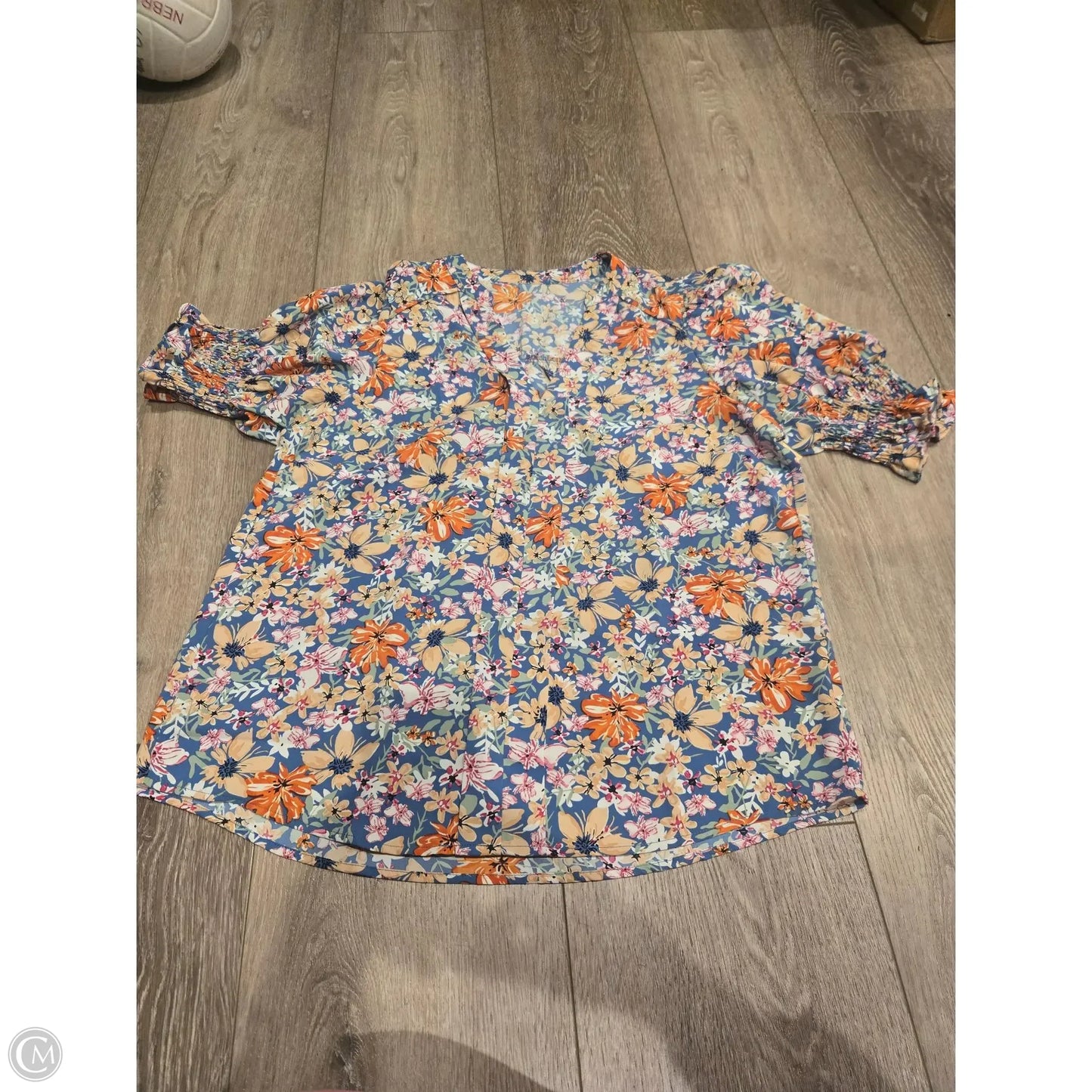 Top Short Sleeve By Cme In Floral Print, Size: L