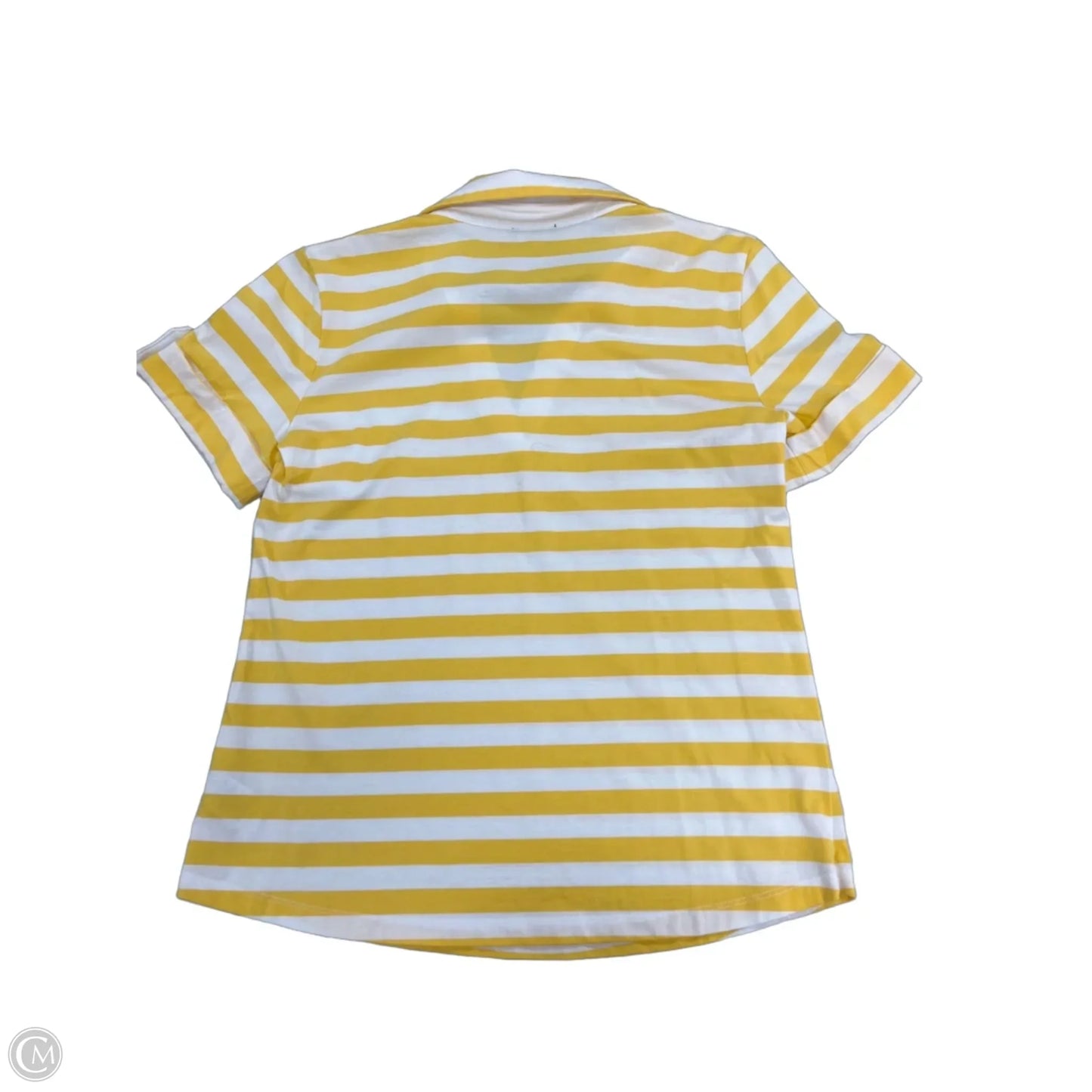 Top Short Sleeve By Talbots In White & Yellow, Size: S