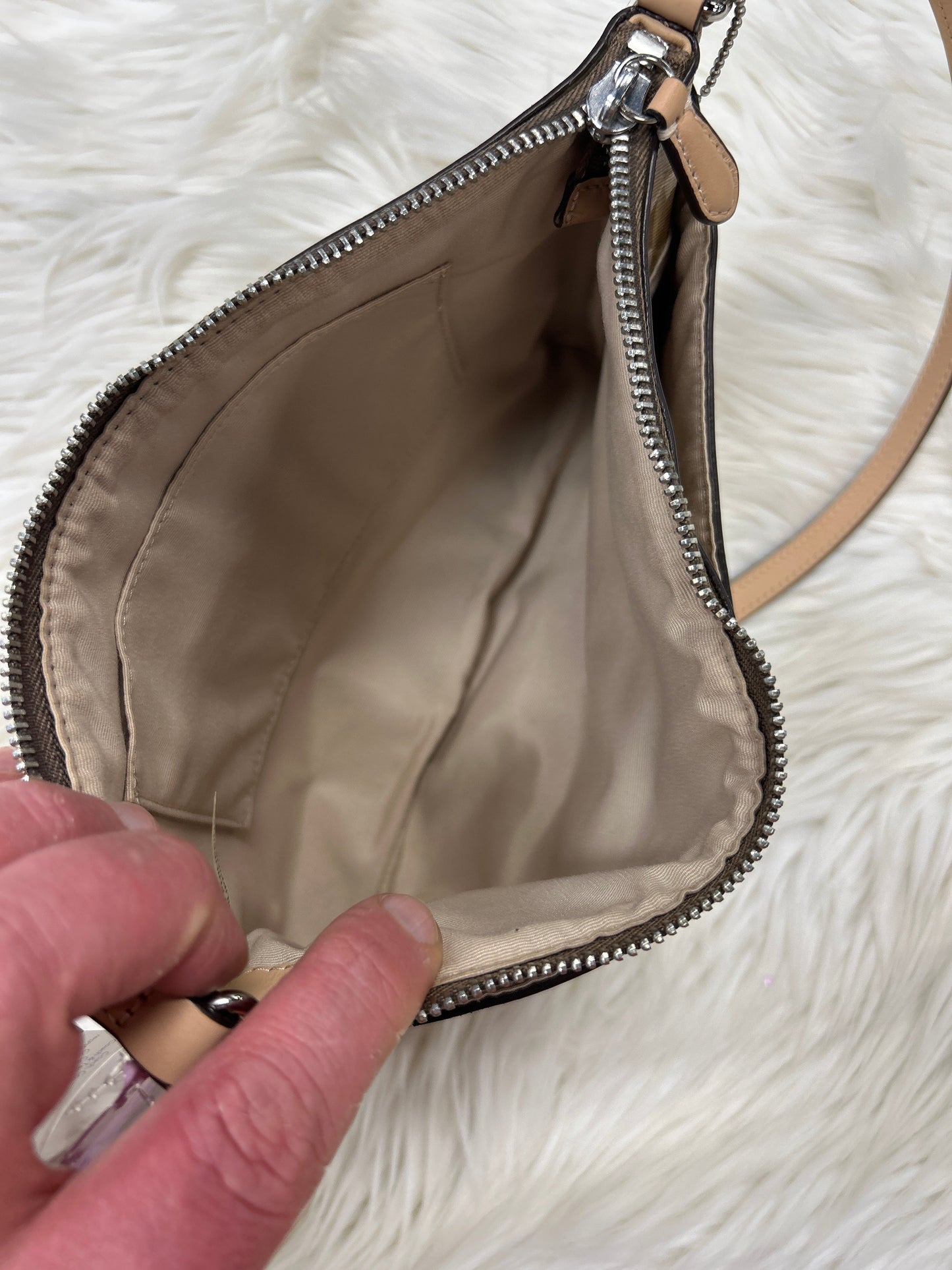 Crossbody Designer By Coach In Tan, Size:Medium