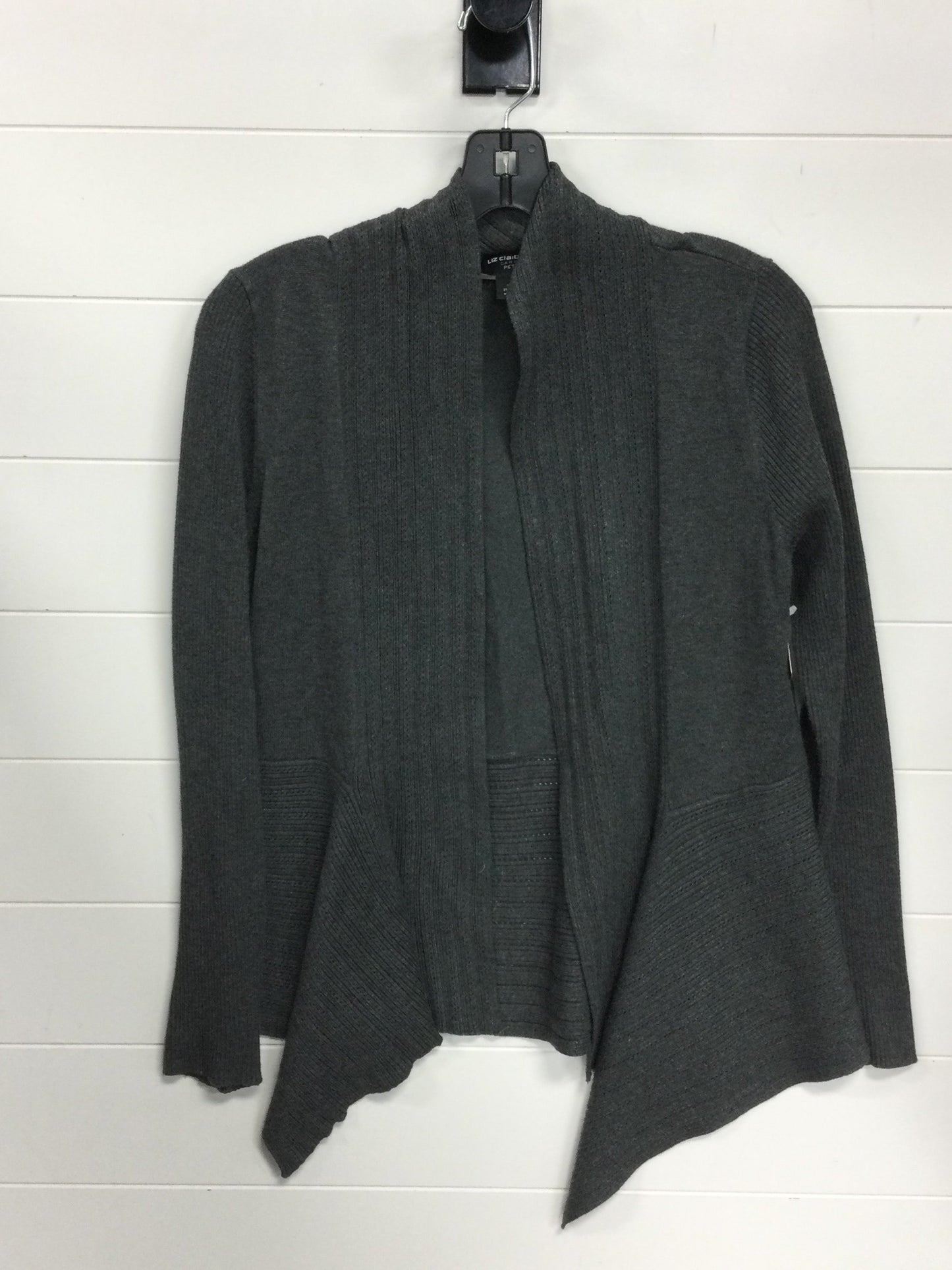 Cardigan By Liz Claiborne In Grey, Size:Mp