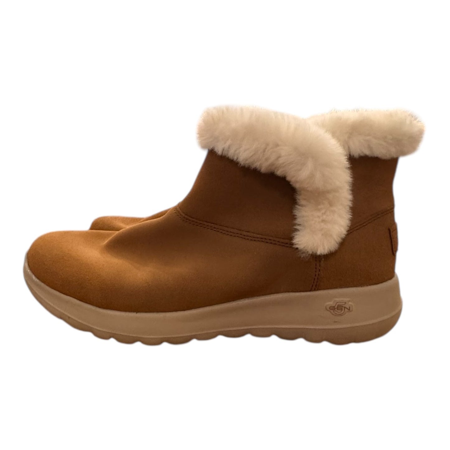 Boots Ankle Flats By Skechers In Brown & White, Size:8