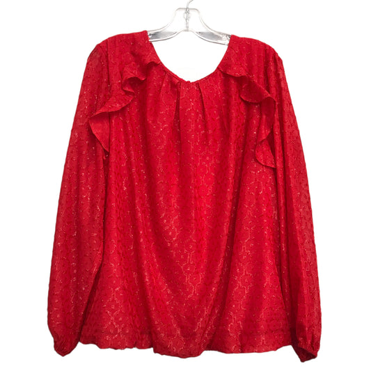 Top Ls Basic By Liz Claiborne In Red, Size:1X