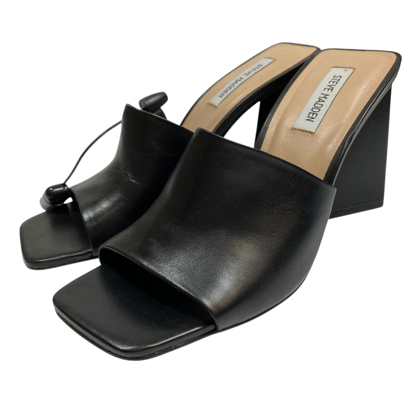 Sandals Heels Block By Steve Madden In Black, Size:10