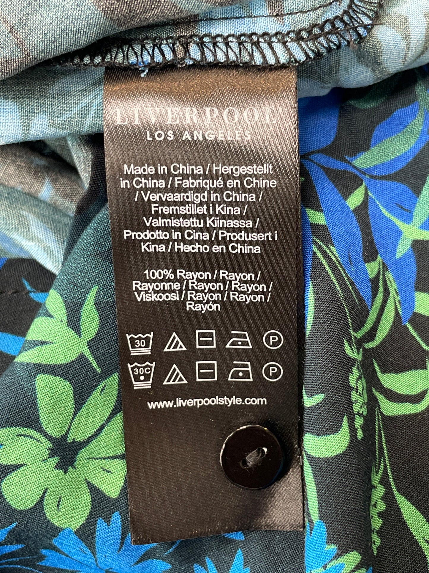 Blouse 3/4 Sleeve By Liverpool In Blue, Size:Xs