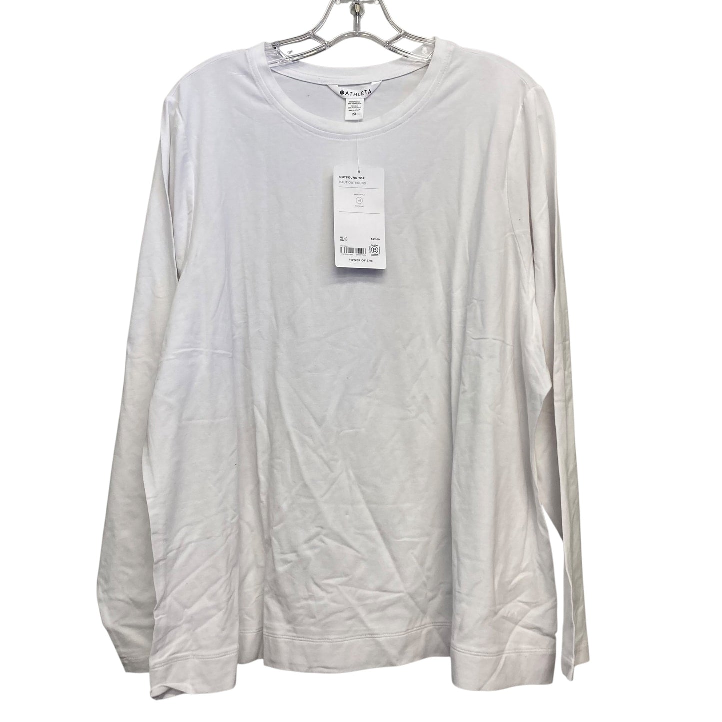 Athletic Top Ls Crewneck By Athleta In White, Size:2X
