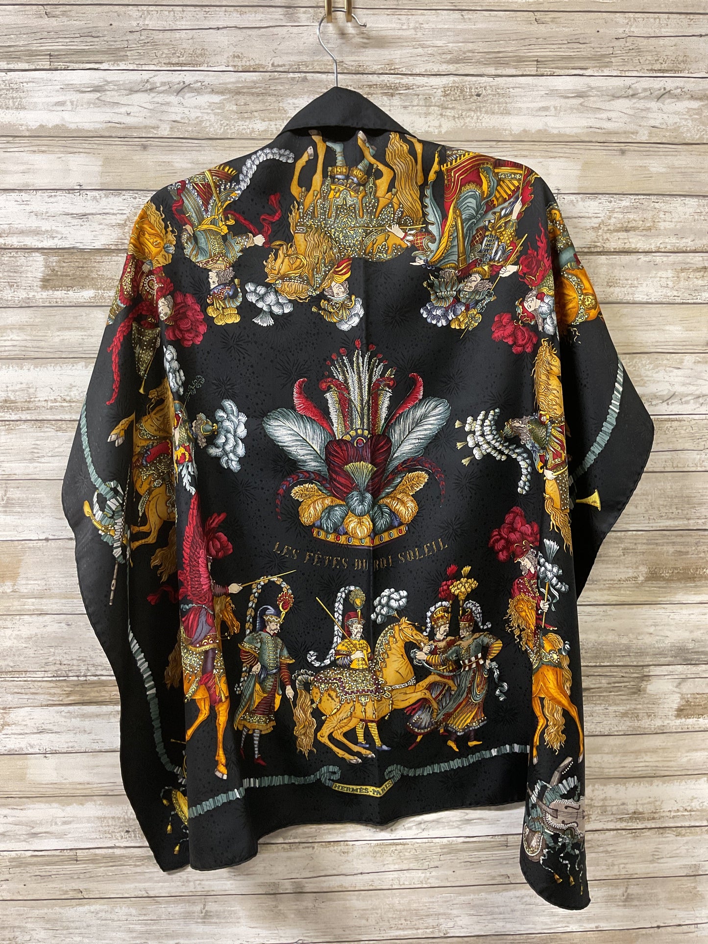 Scarf Luxury Designer By Hermes In Black & Gold