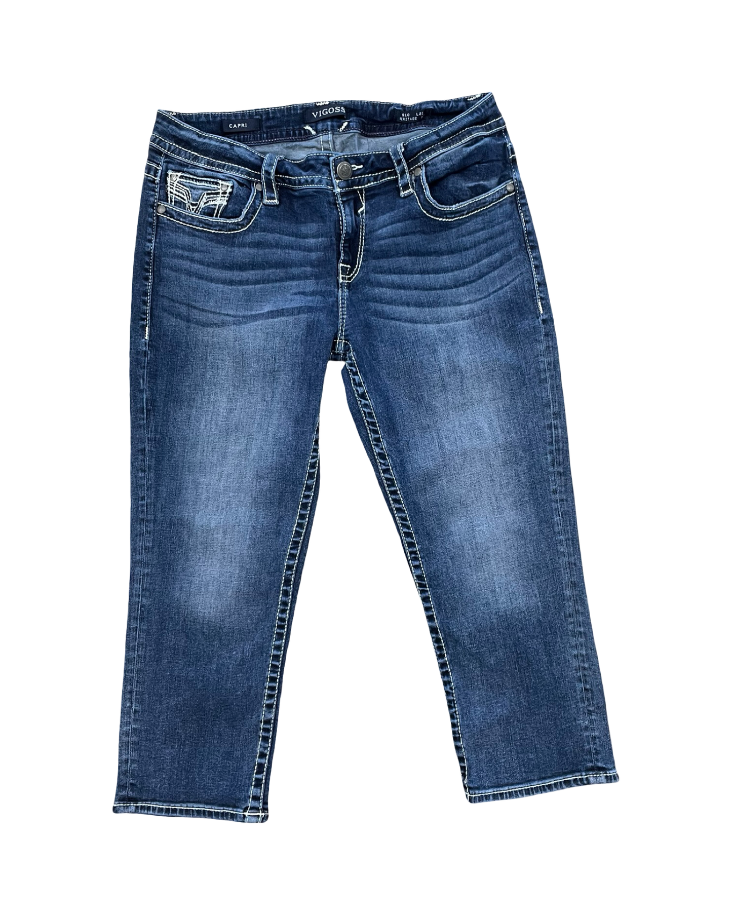 Jeans Cropped By Vigoss In Blue Denim, Size:10