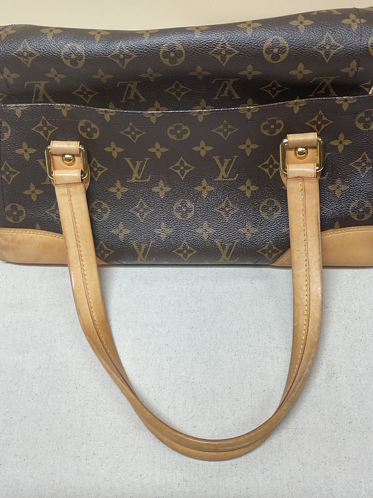 Handbag Luxury Designer By Louis Vuitton In Brown, Size:Large