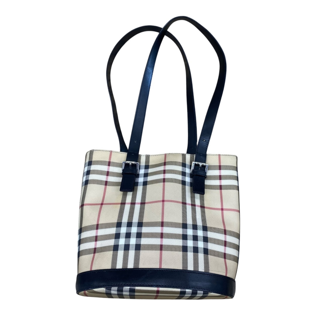 Handbag Luxury Designer By Burberry In Brown & Cream, Size:Medium