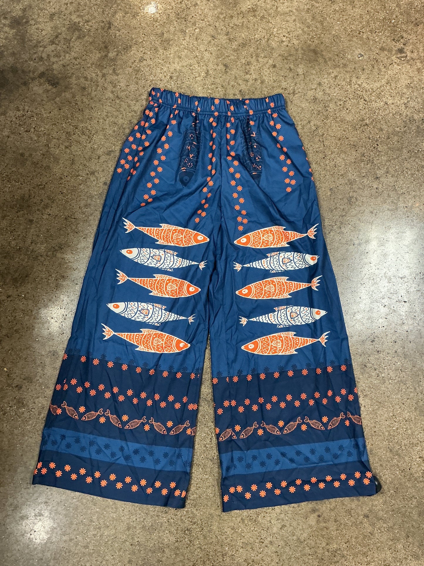 Pants Wide Leg By Shein In Blue & Orange, Size:L