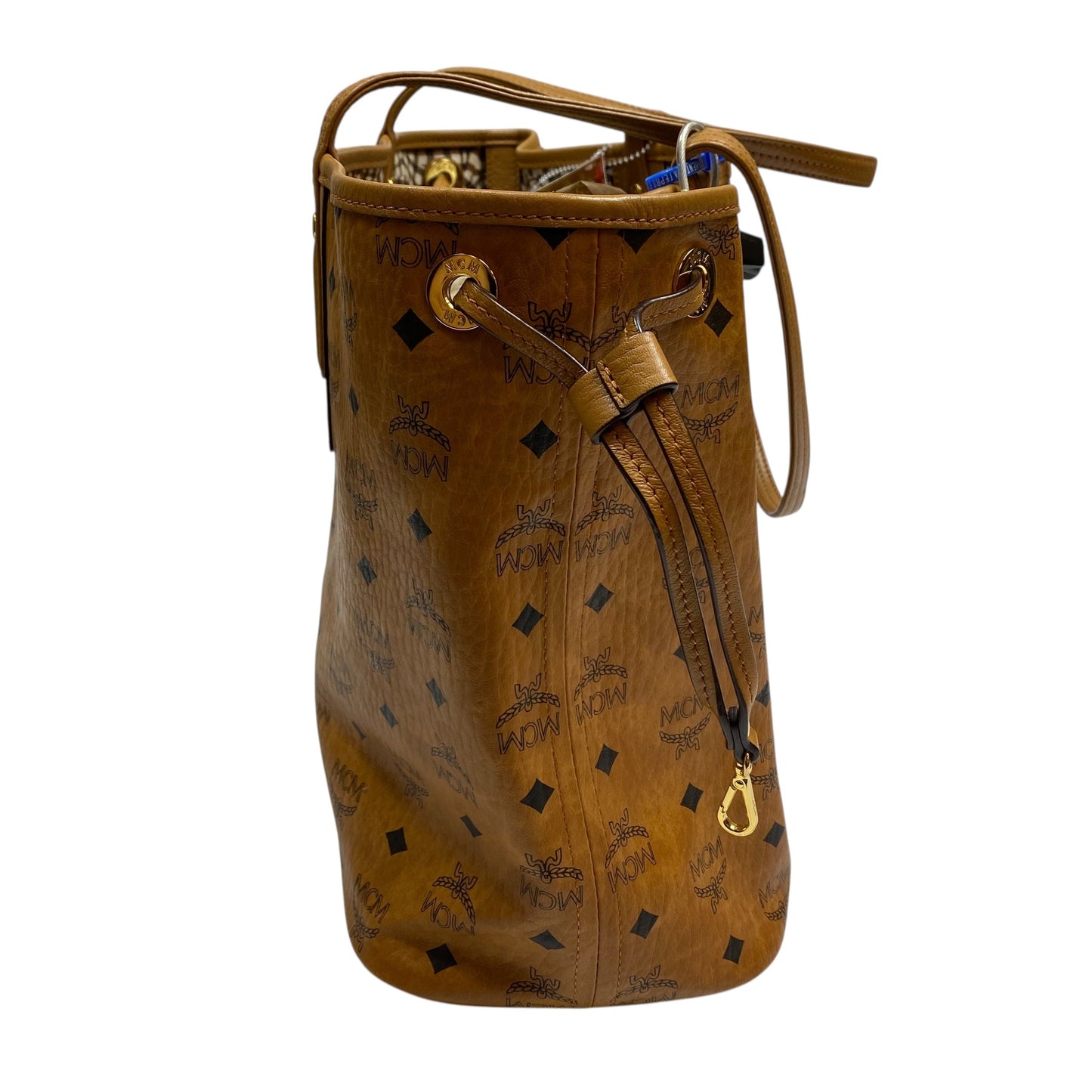 Tote Luxury Designer By Mcm In Brown, Size:Large