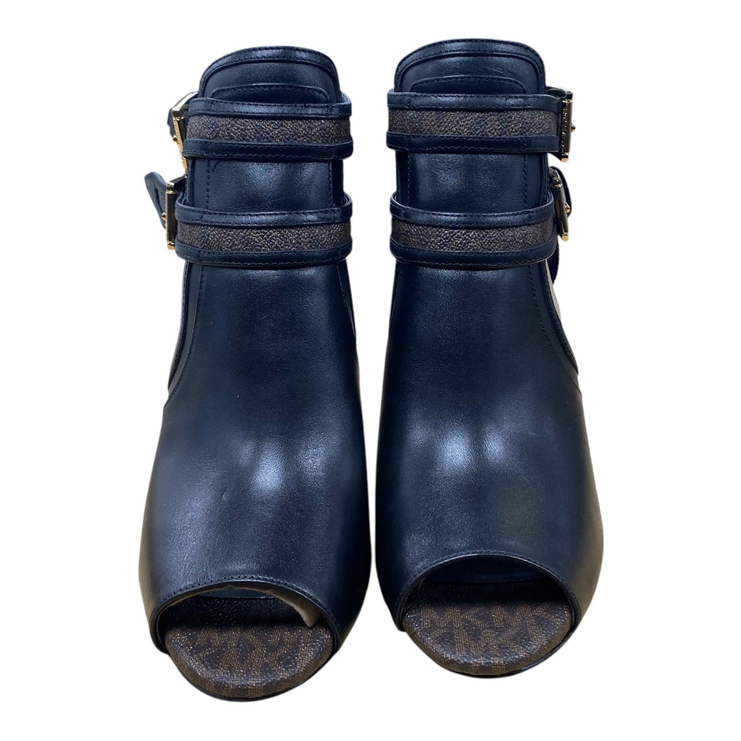 Sandals Heels Stiletto By Michael By Michael Kors In Black & Brown, Size:8