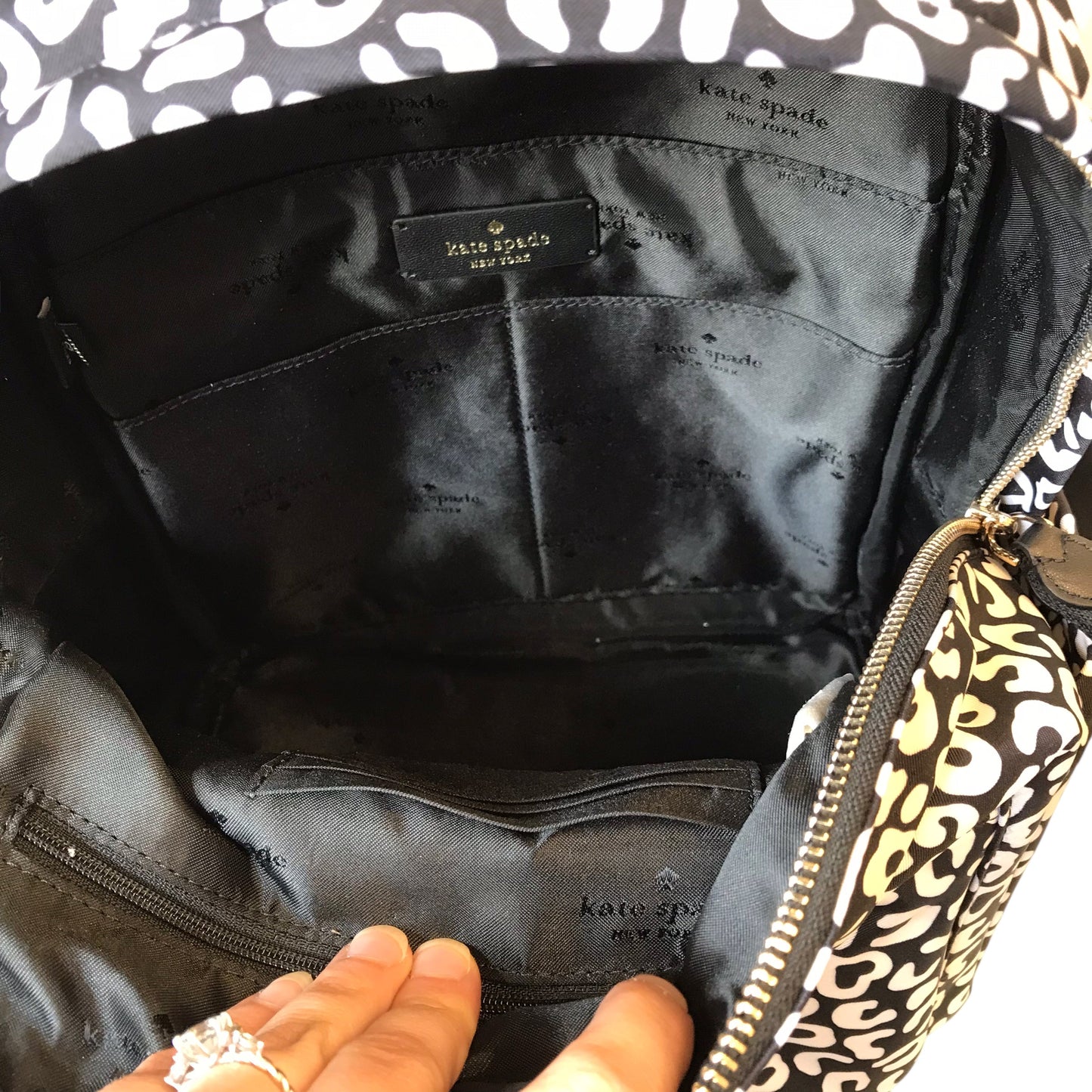 Backpack Designer By Kate Spade In Black & White, Size:Large